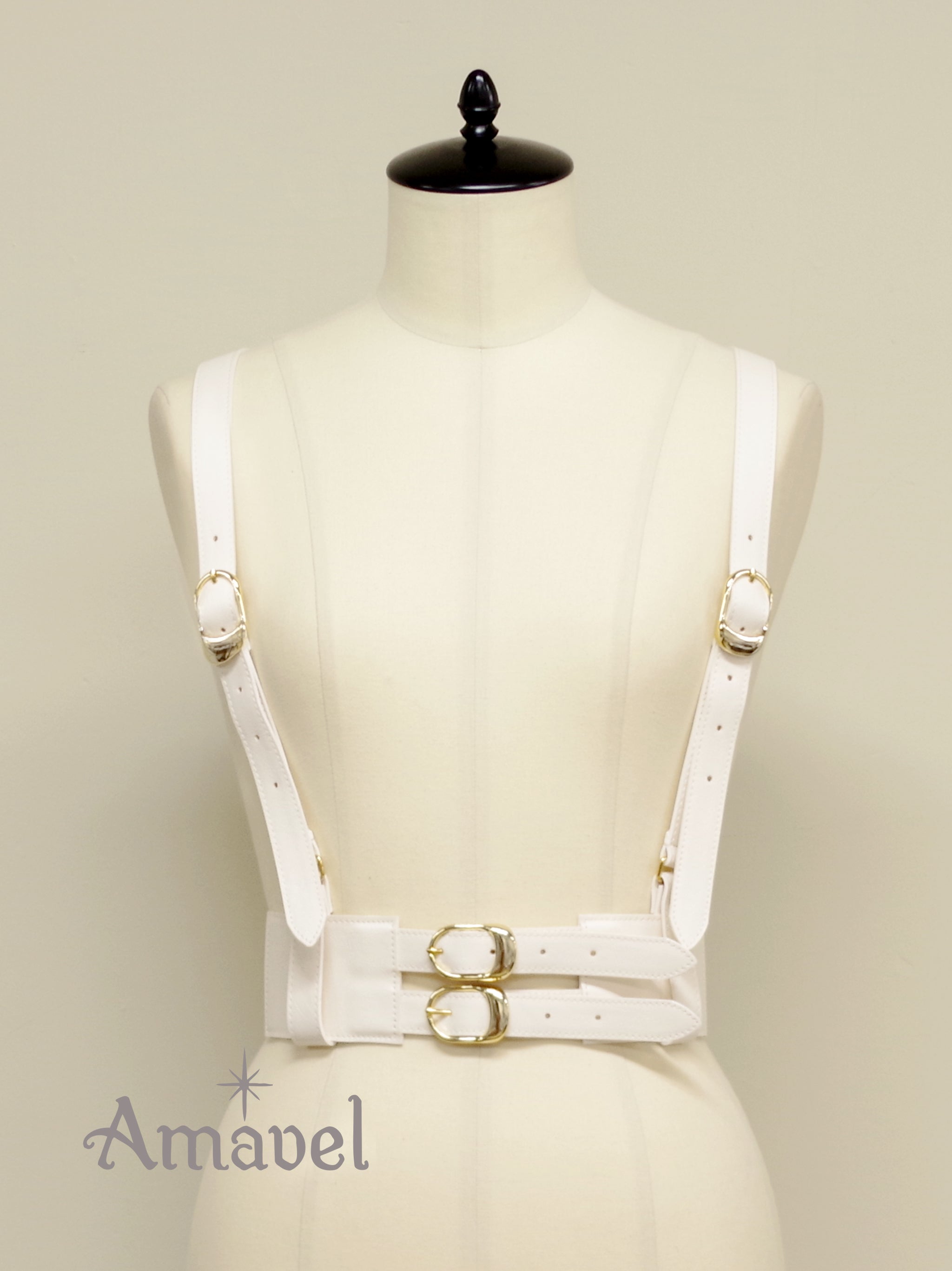 サイドゴム合皮ハーネスベルト アイボリー(Ivory) FREE |Amavel(アマベル)公式サイト