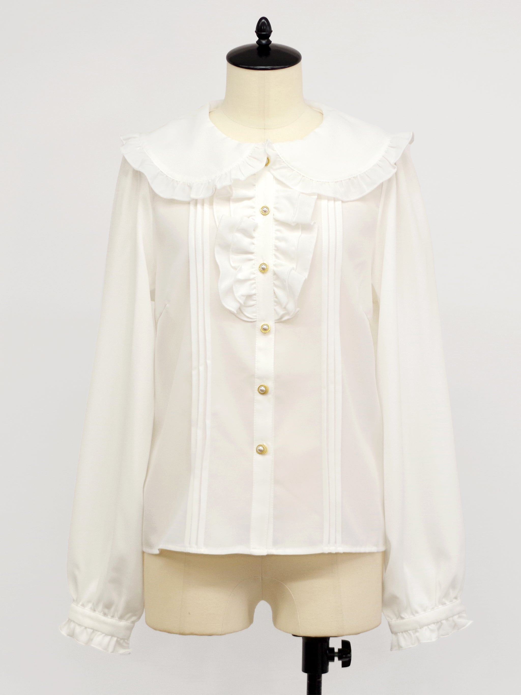 ダブルフリル丸襟長袖ブラウス アイボリー(Ivory) FREE |Amavel(アマベル)公式サイト