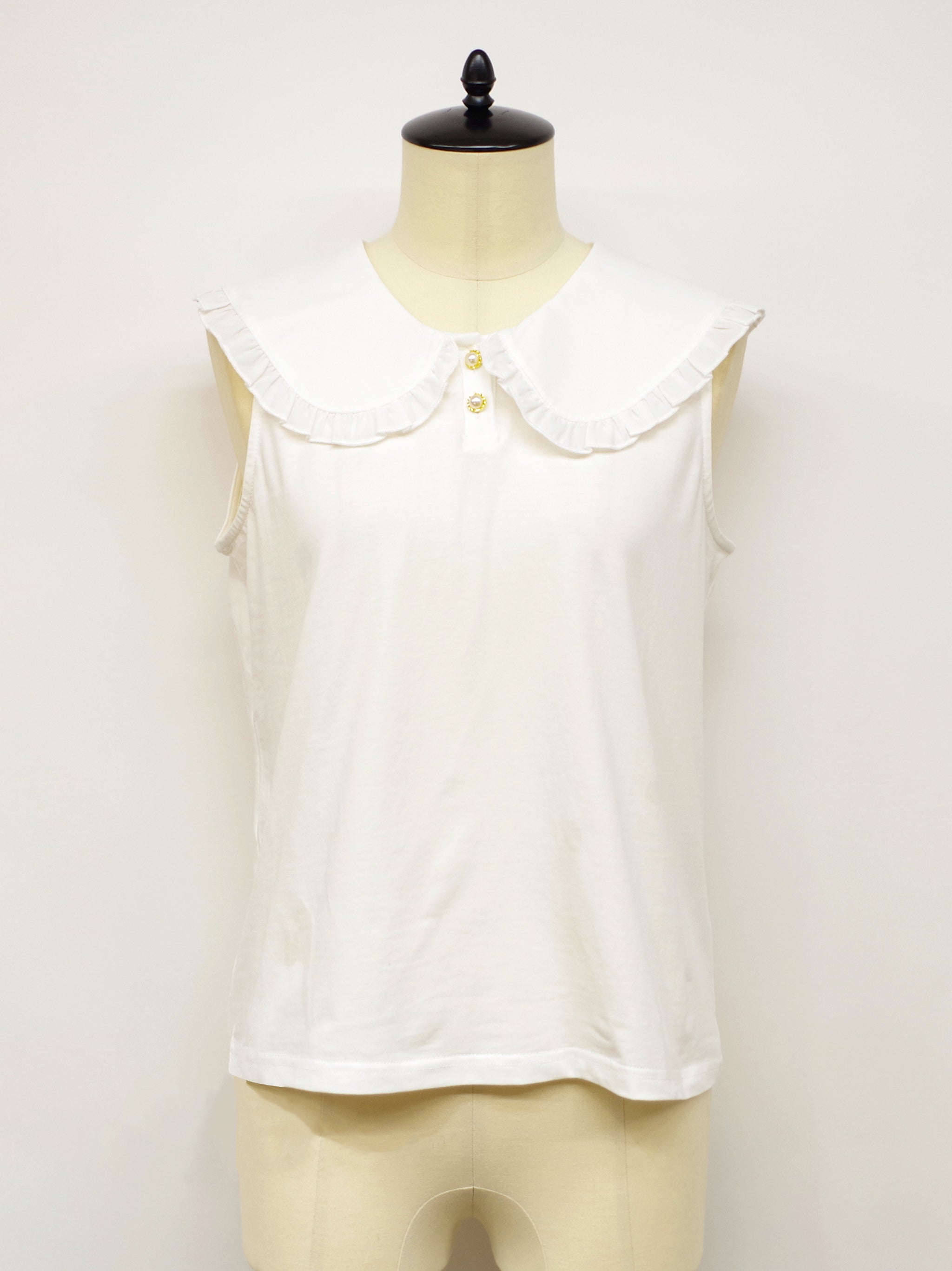 フリルフラットカラーノースリーブカットソー アイボリー(Ivory) FREE |Amavel(アマベル)公式サイト