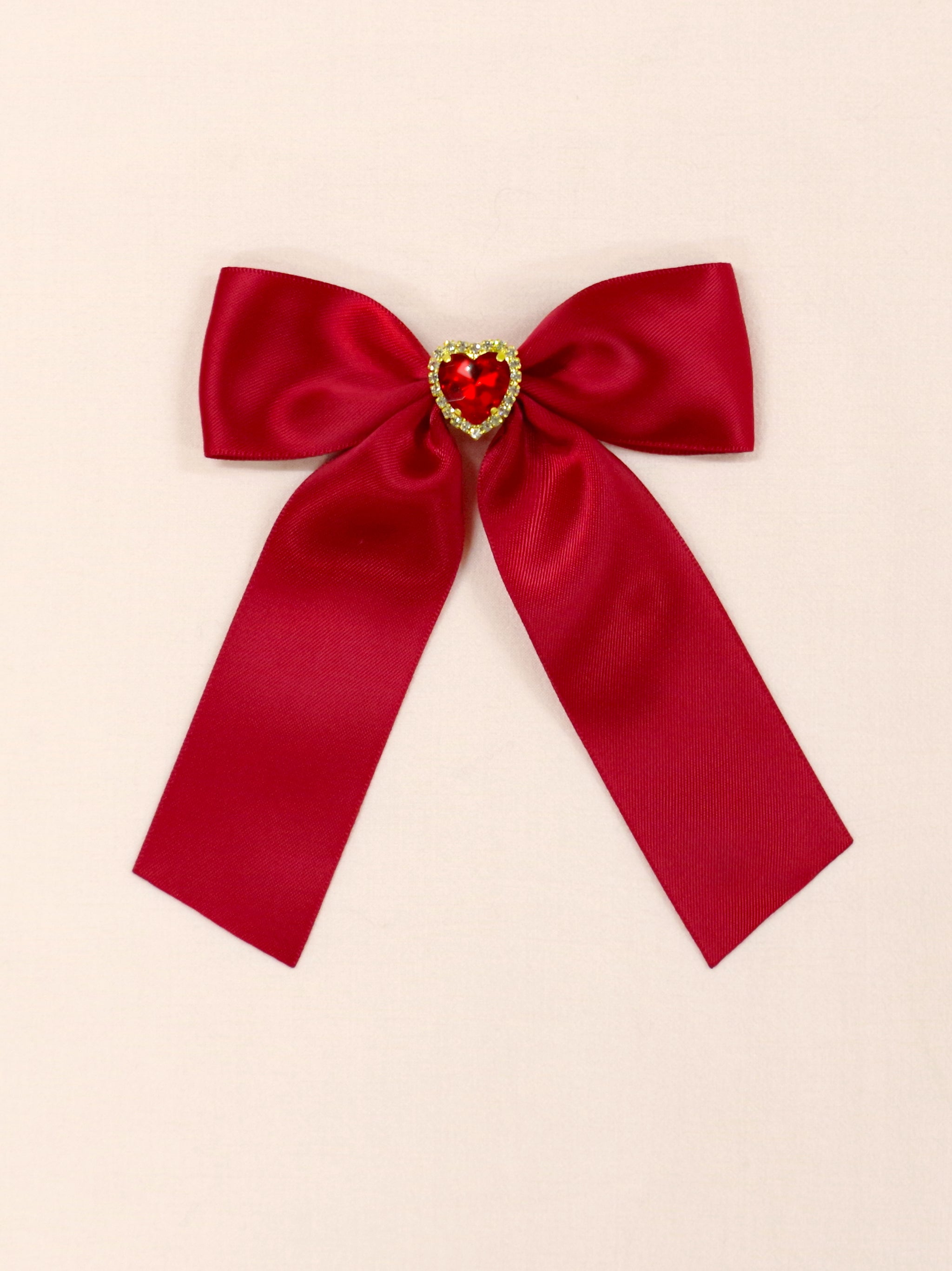 ハートビジュー付リボンブローチ レッド(Red) FREE |Amavel(アマベル)公式サイト