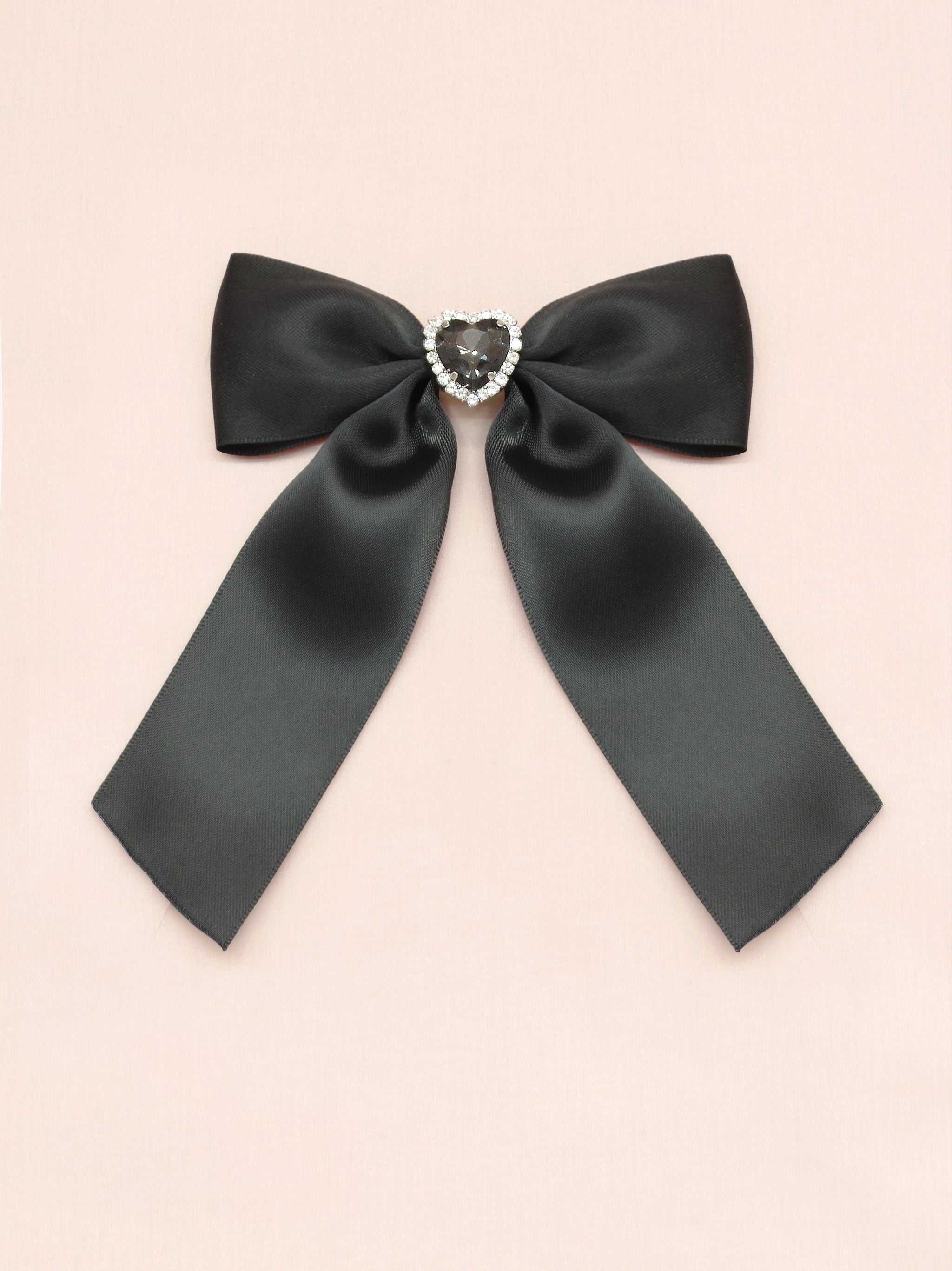 ハートビジュー付リボンブローチ ブラック(Black) FREE |Amavel(アマベル)公式サイト