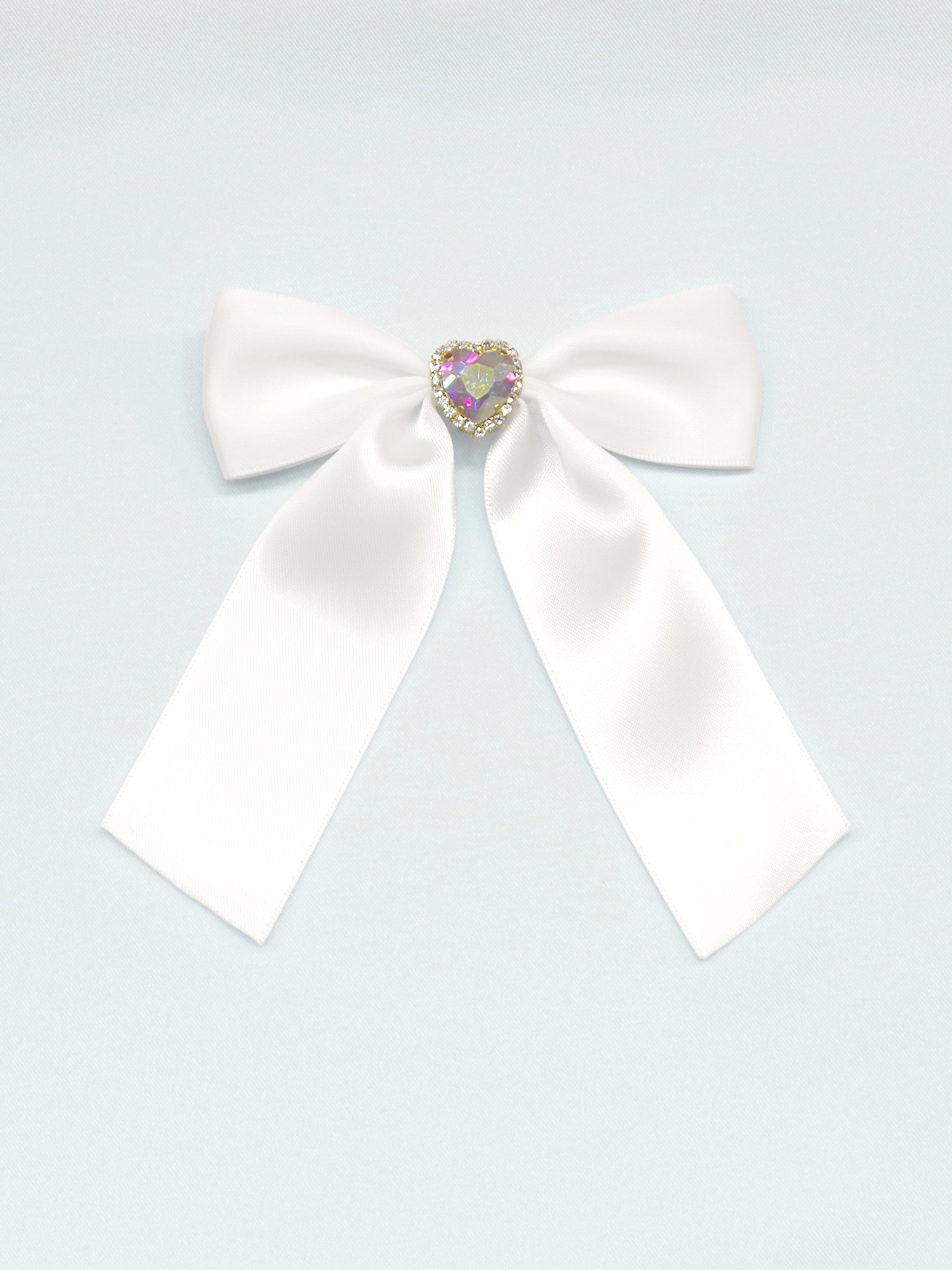 ハートビジュー付リボンブローチ シロ(White) FREE |Amavel(アマベル)公式サイト
