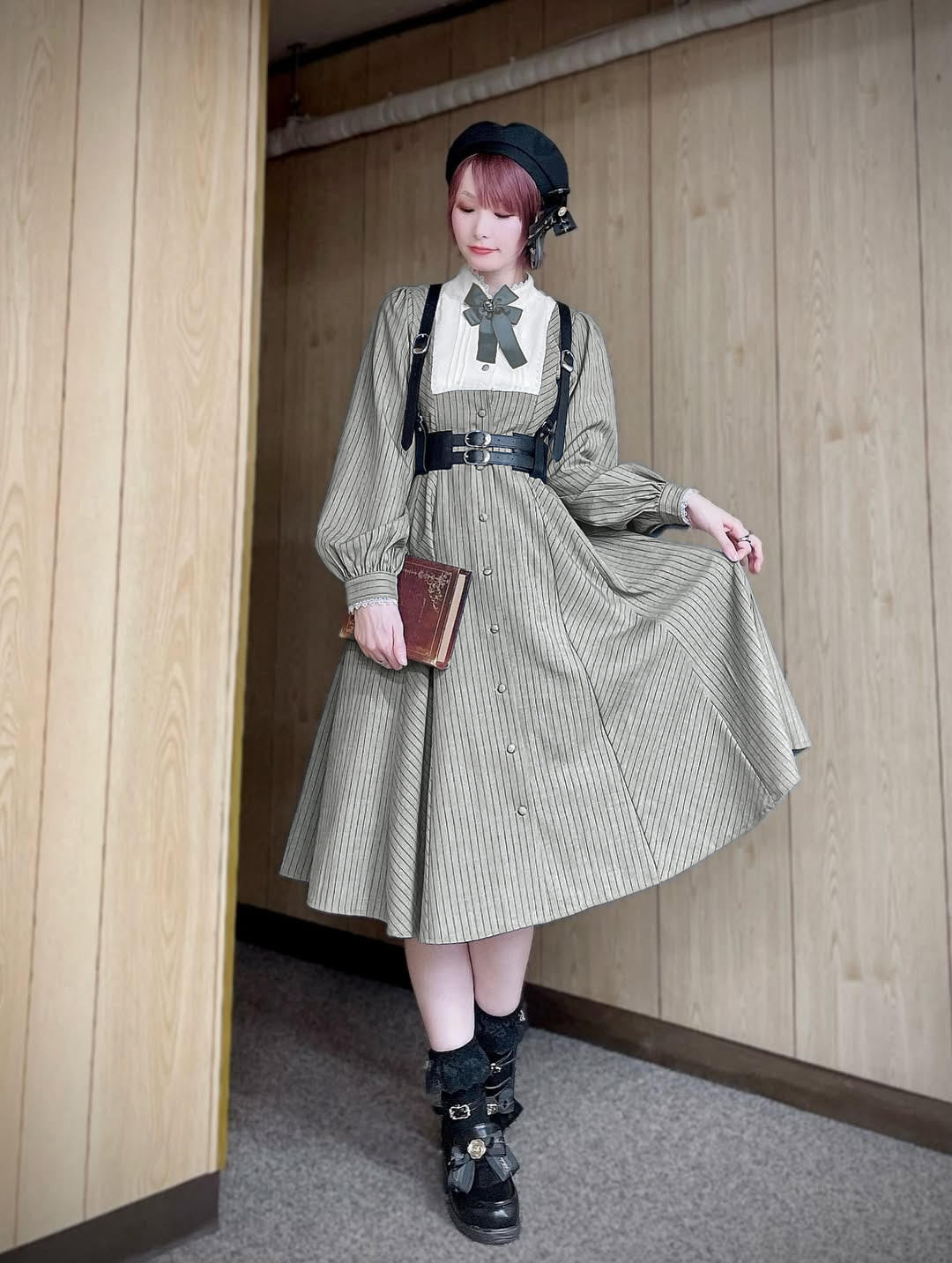 Aimer Rose ストライプロング丈ワンピース グレー(Gray) FREE |Amavel(アマベル)公式サイト