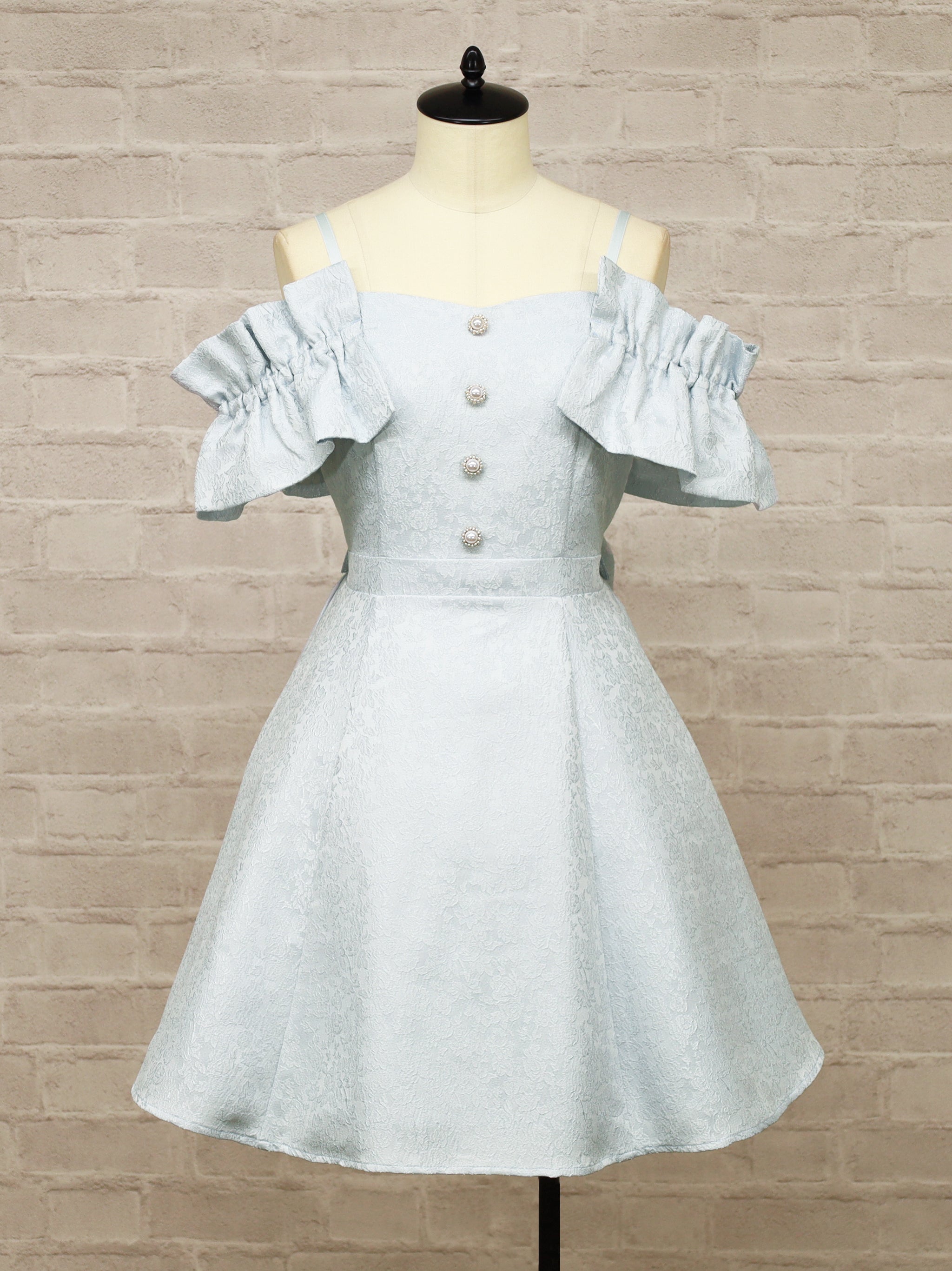 【メンバーズセール対象】フリル袖ジャガードキャミワンピース サックス(SaxeBlue) FREE |Amavel(アマベル)公式サイト