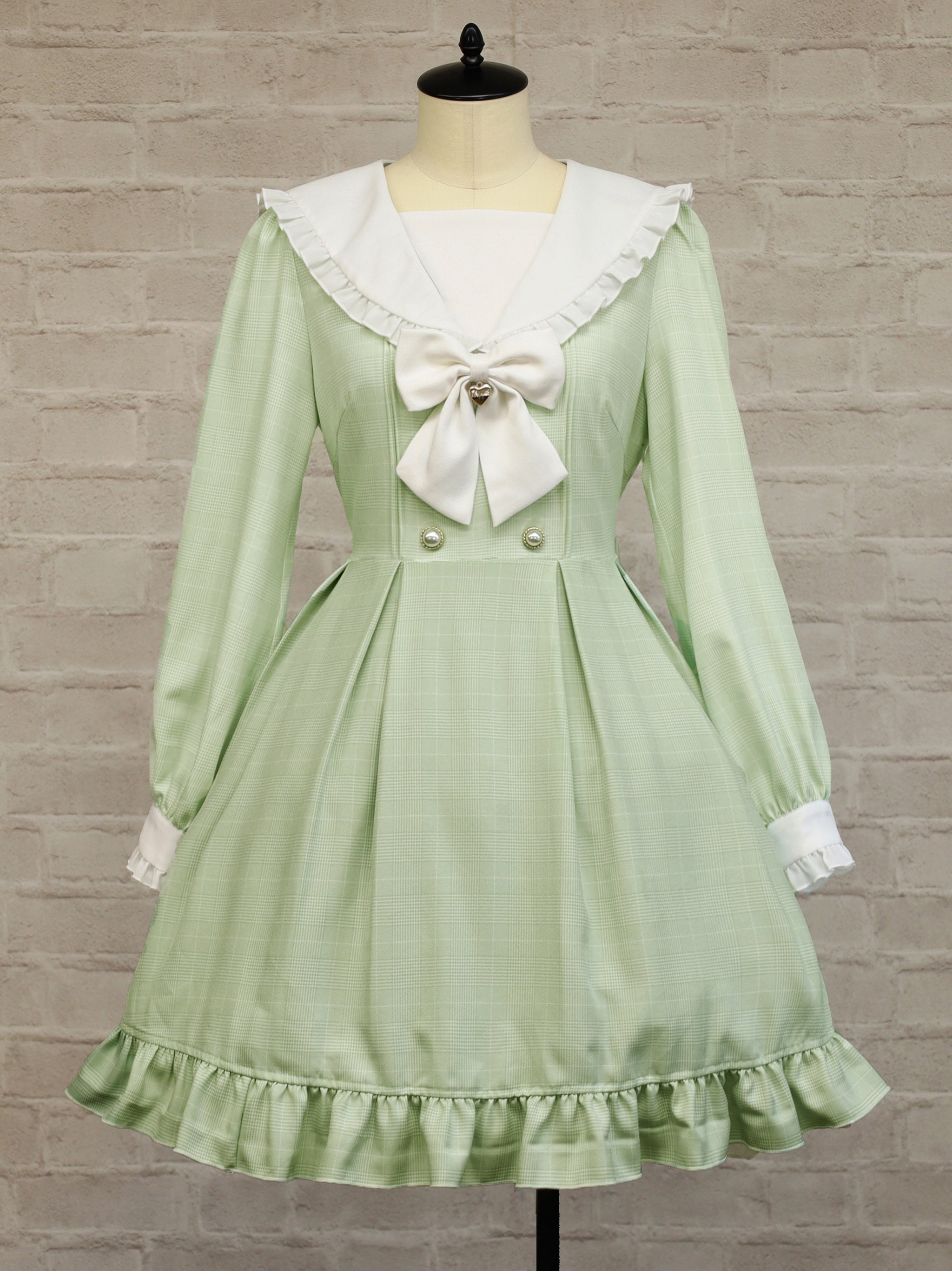 ガーリーフリルセーラーワンピース ミントグリーン(Mint Green) FREE |Amavel(アマベル)公式サイト