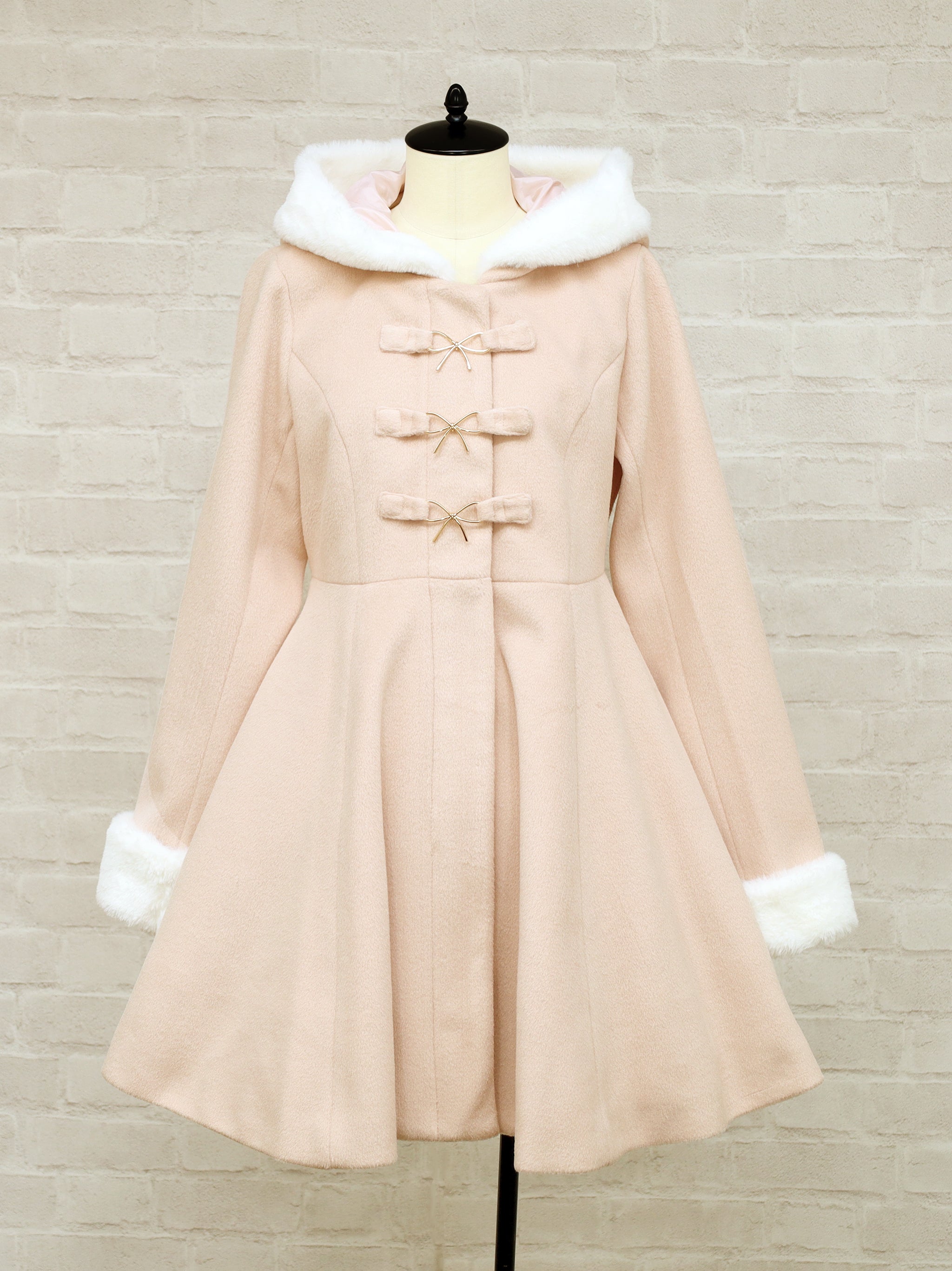 リボンビットフーディフレアコート ピンク(Pink) FREE |Amavel(アマベル)公式サイト