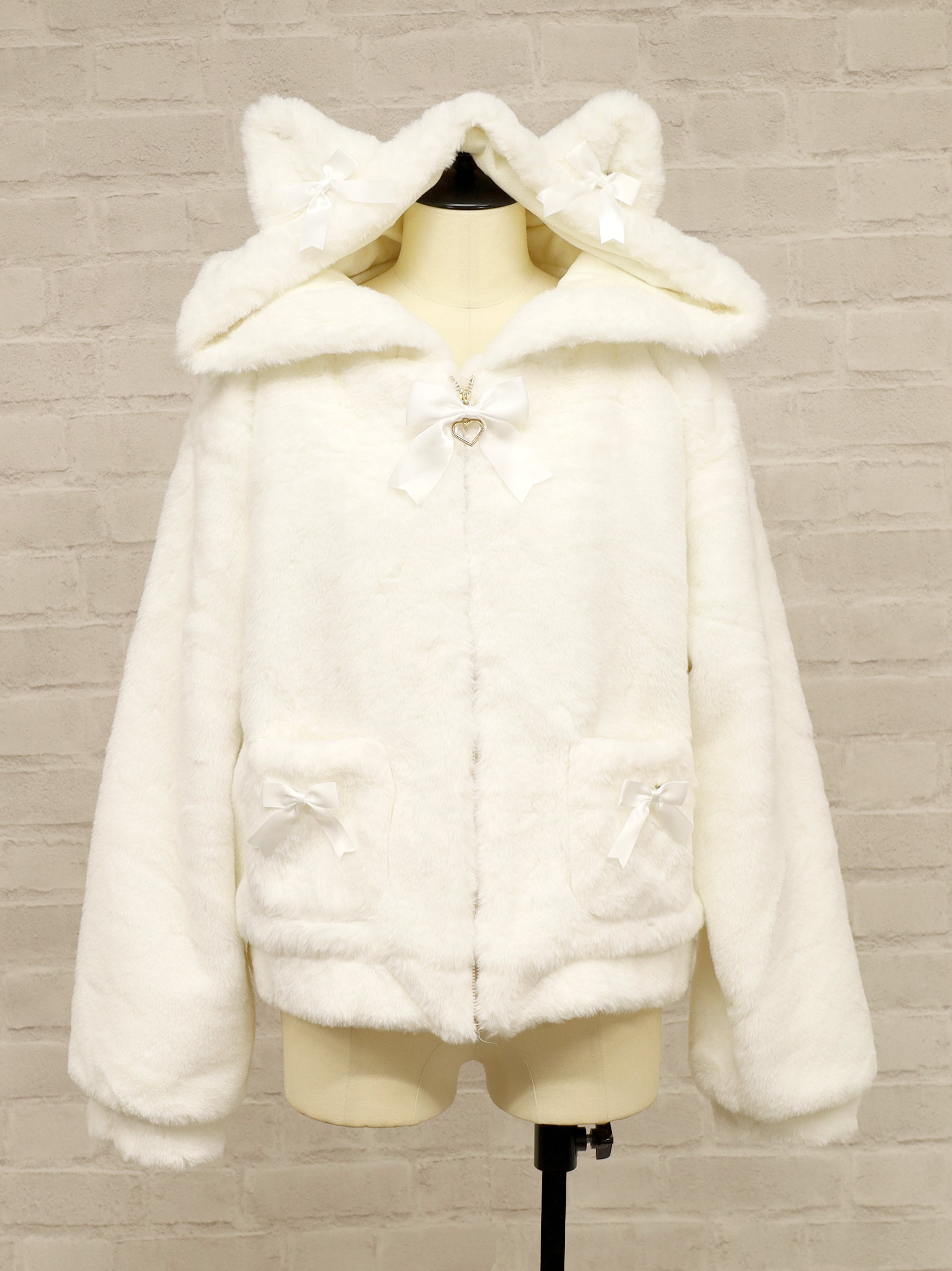 ねこみみファーアウター アイボリー(Ivory) FREE |Amavel(アマベル)公式サイト