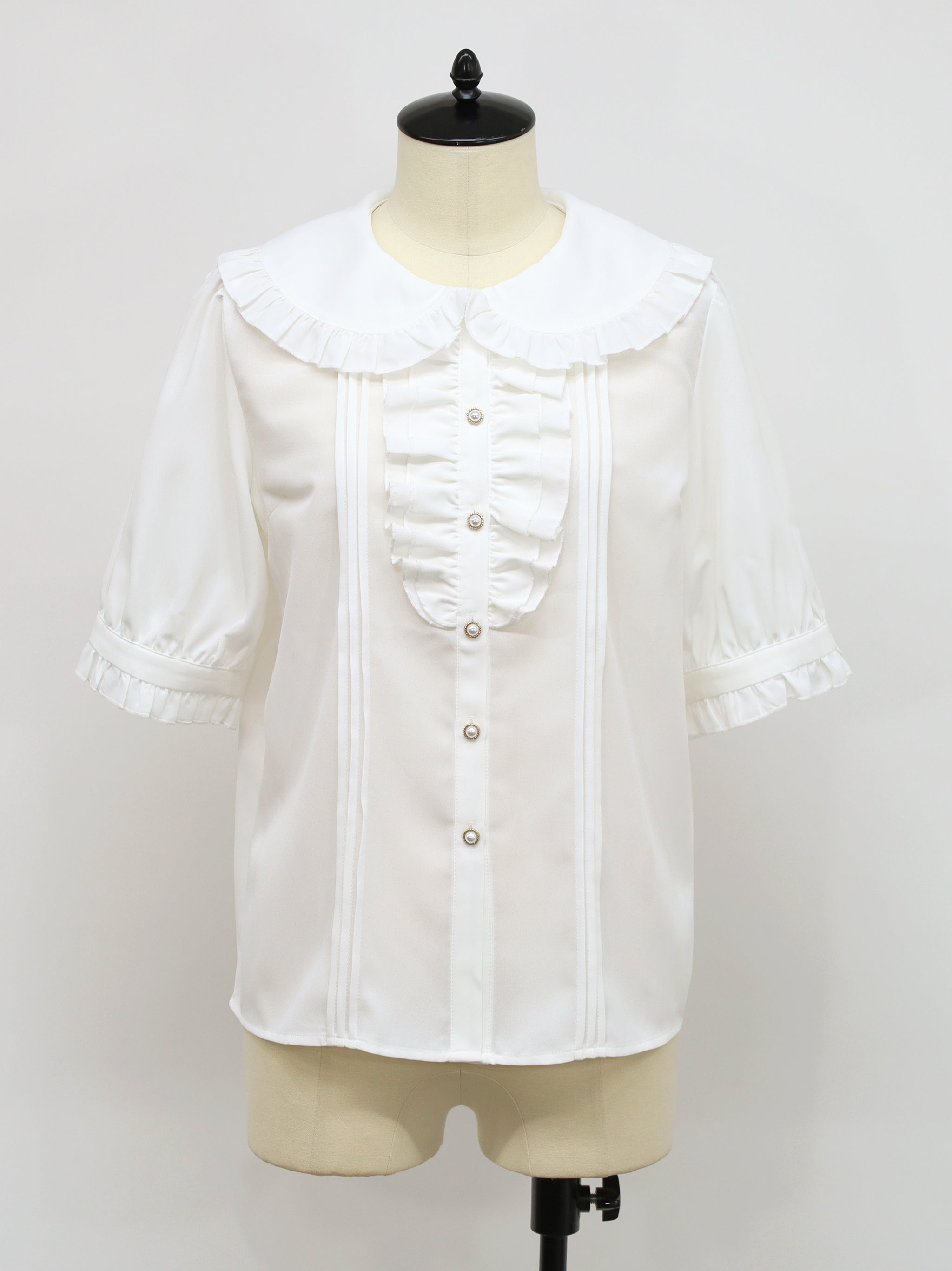 ダブルフリル丸襟半袖ブラウス アイボリー(Ivory) FREE |Amavel(アマベル)公式サイト