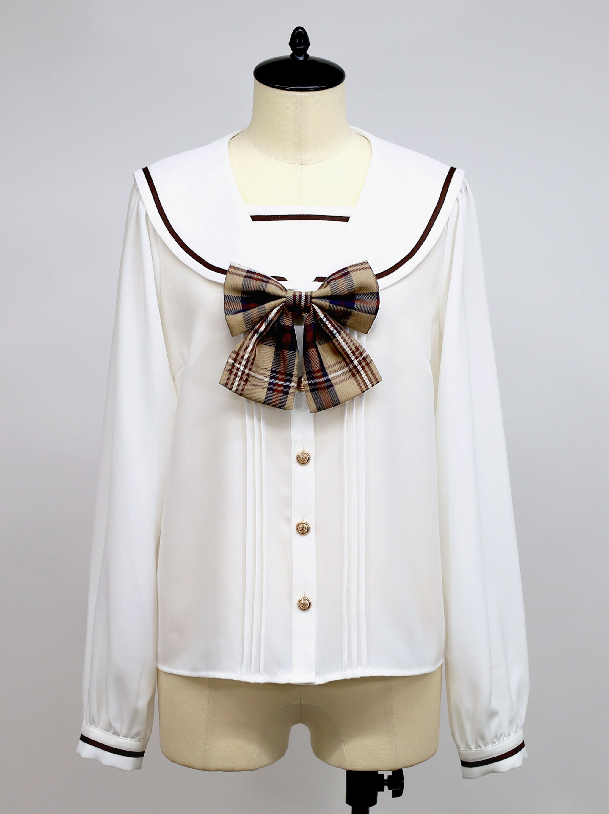 Nostalgic Check セーラーブラウス ベージュ(Beige) FREE |Amavel(アマベル)公式サイト