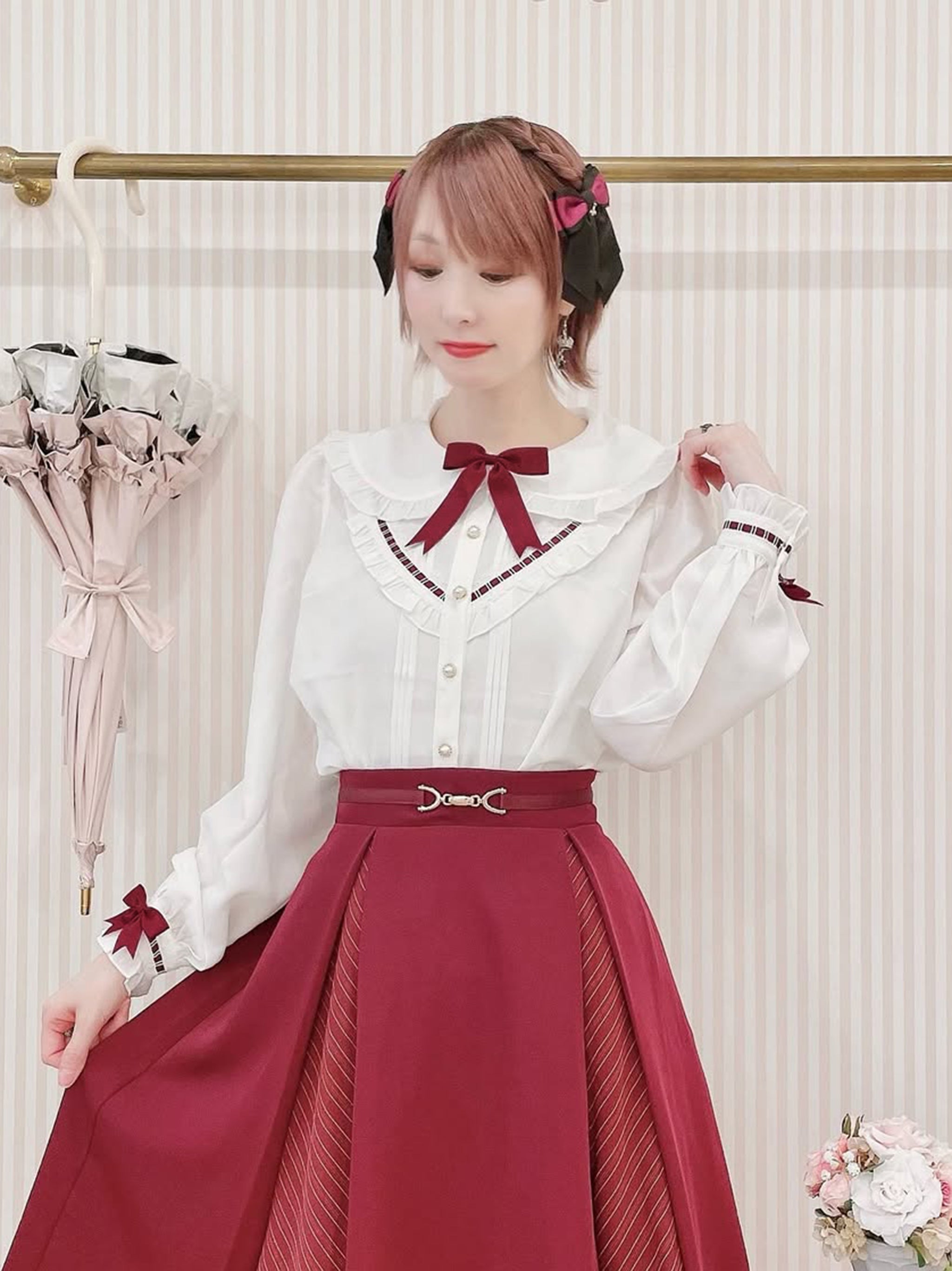 Classical Ladder Lace ブラウス ボルドー(Bordeaux) FREE |Amavel(アマベル)公式サイト