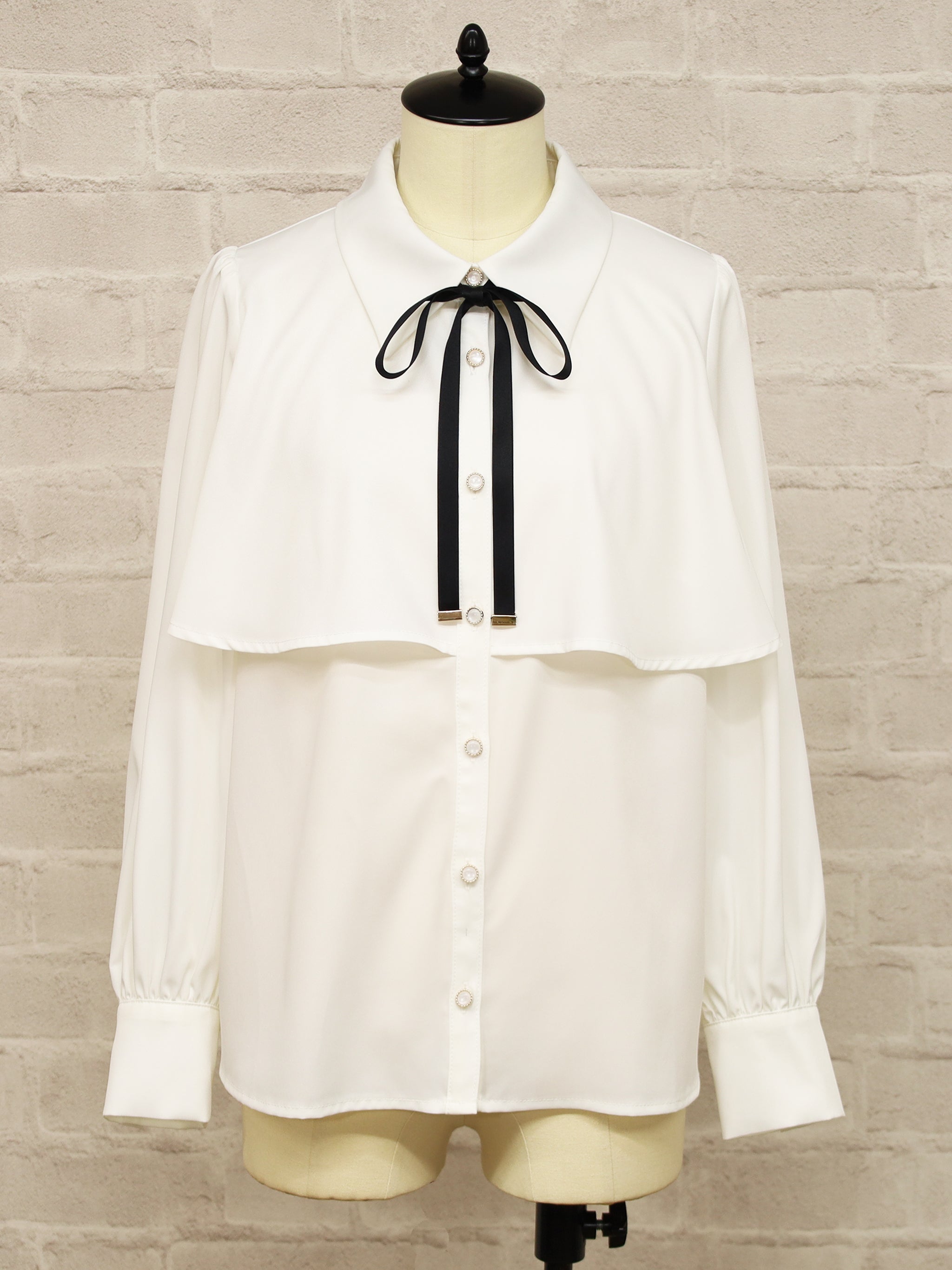 ケープ風リボンタイブラウス ブラック(Black) FREE |Amavel(アマベル)公式サイト