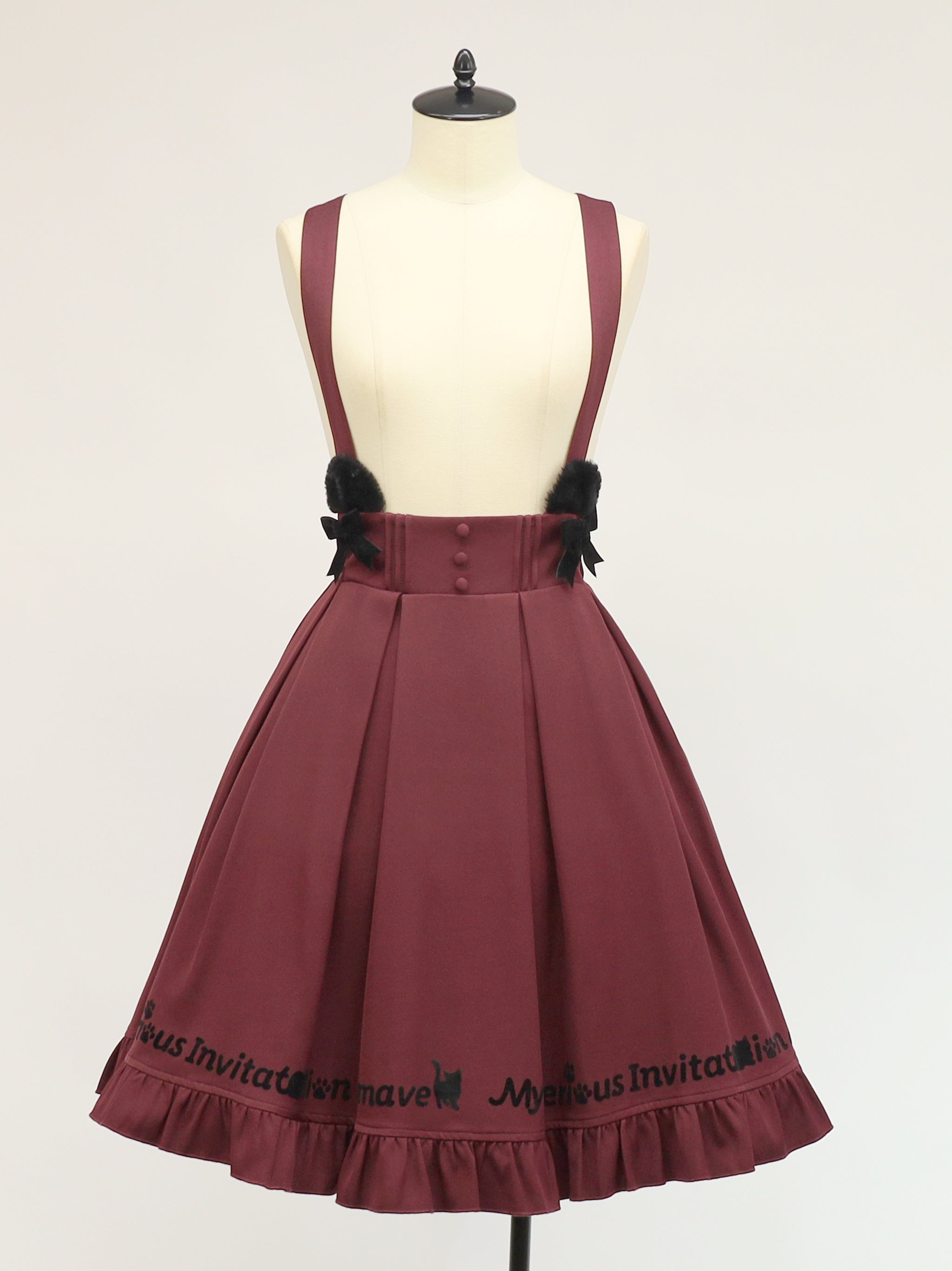 Mysterious Cat フロッキープリントスカート ボルドー(Bordeaux) FREE |Amavel(アマベル)公式サイト