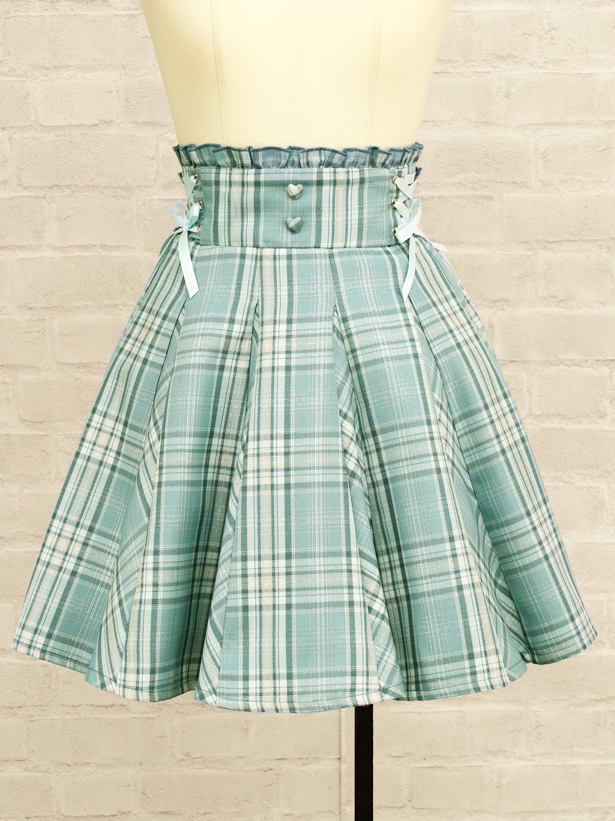 サイドレースアップはぎフレアチェックスカート ブルー(Blue) FREE |Amavel(アマベル)公式サイト