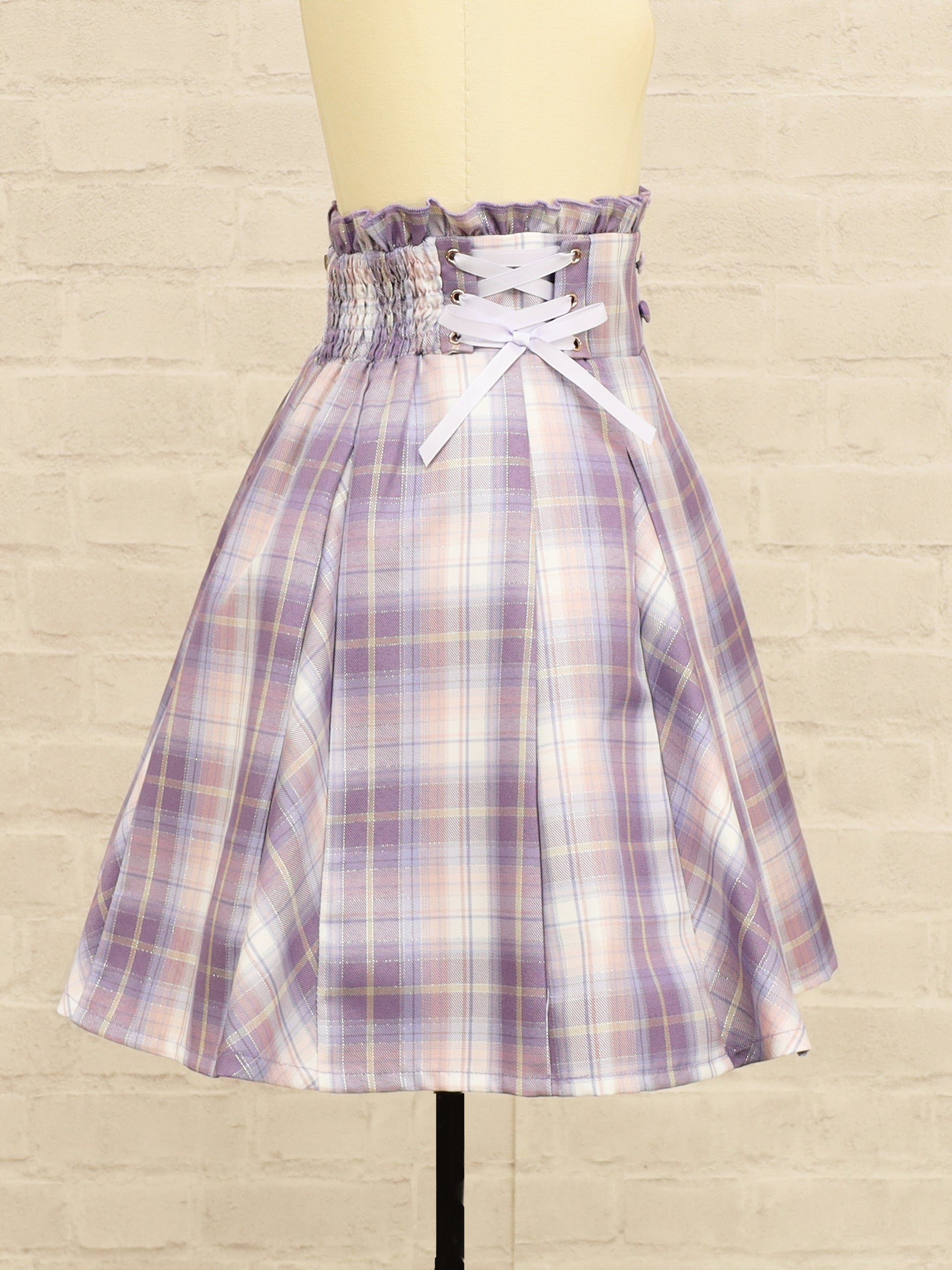 サイドレースアップはぎフレアチェックスカート |Amavel(アマベル)公式サイト