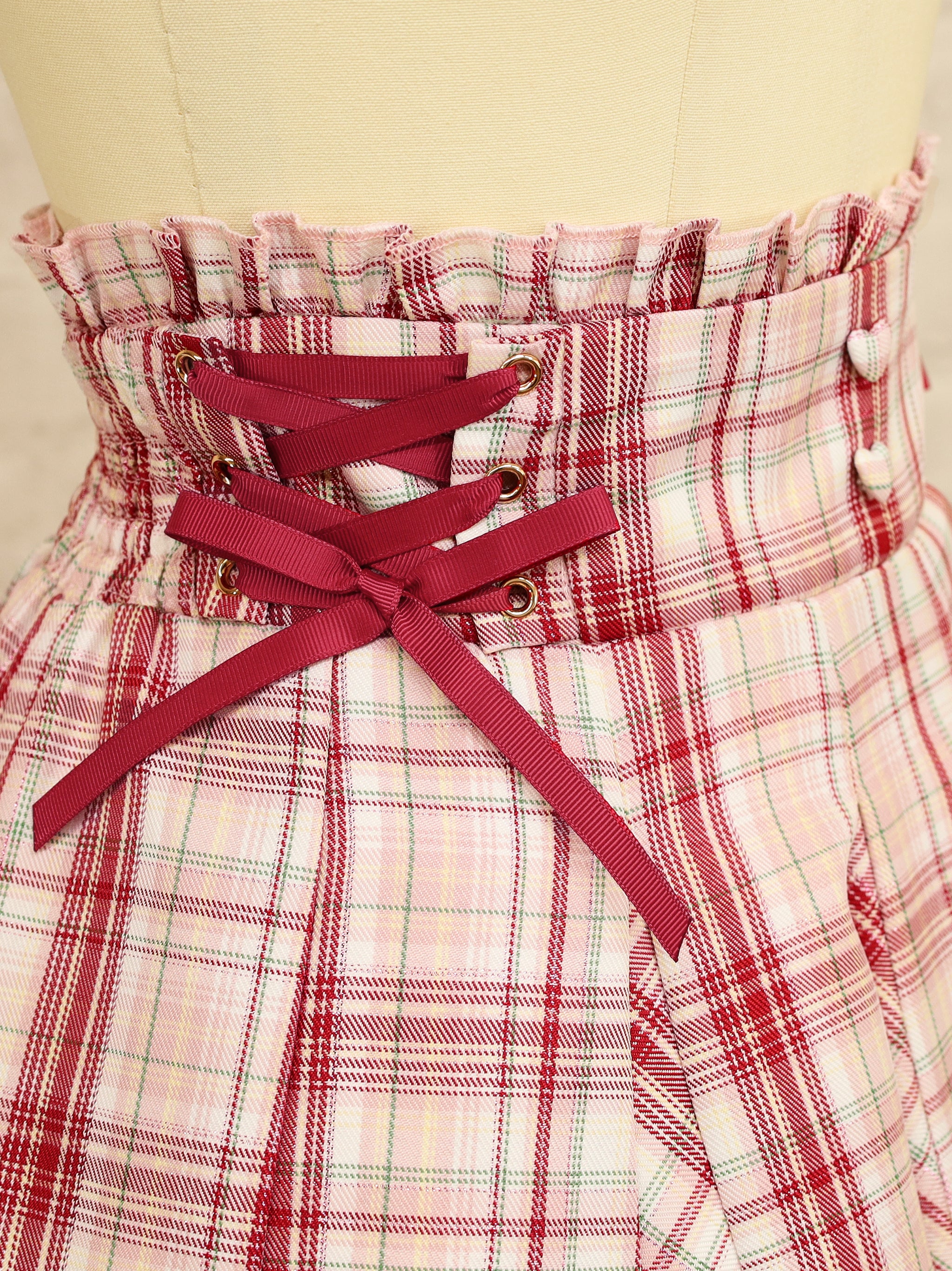 サイドレースアップはぎフレアチェックスカート |Amavel(アマベル)公式サイト