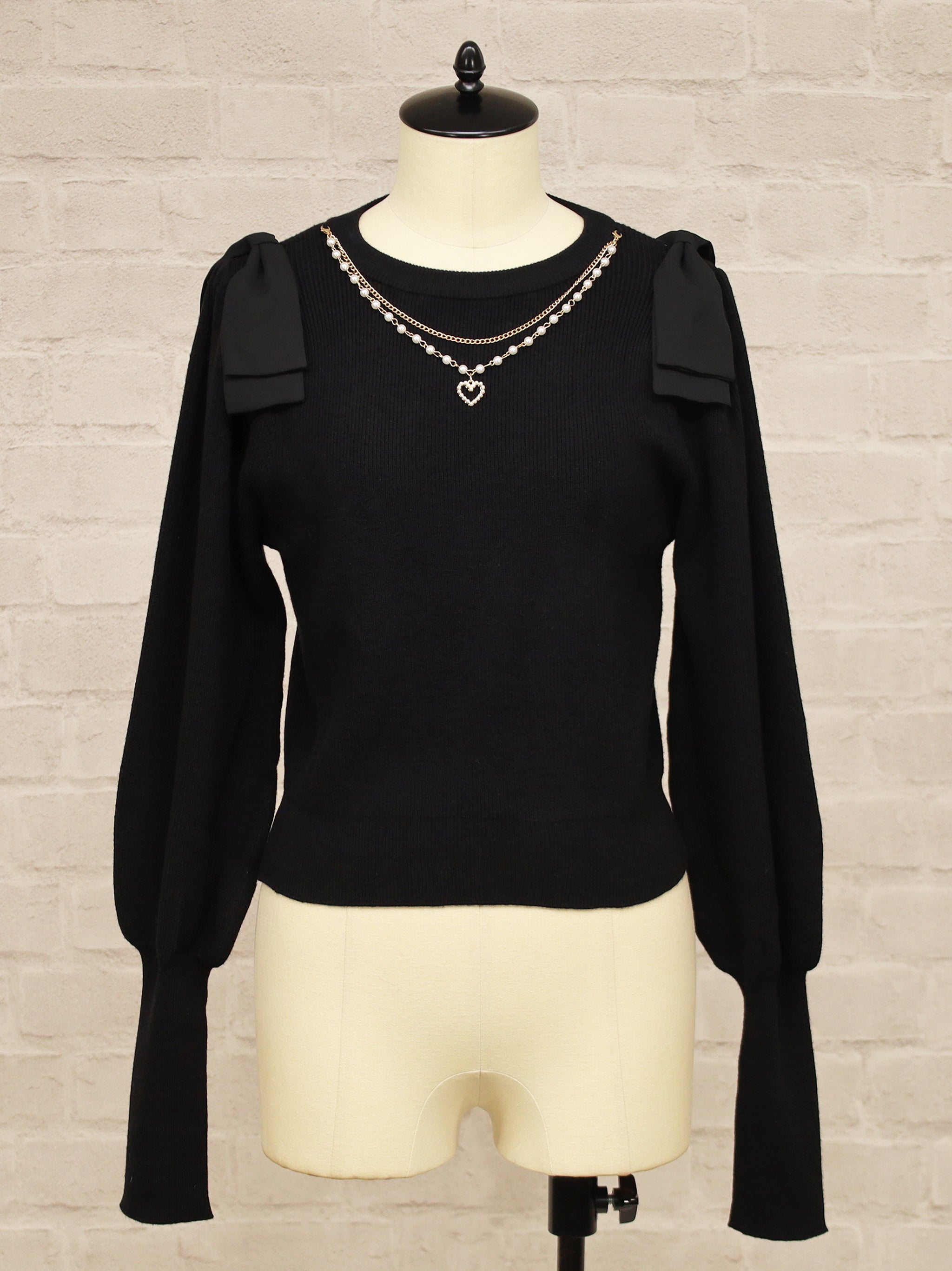 チェーンネックレスニットトップス ブラック(Black) FREE |Amavel(アマベル)公式サイト