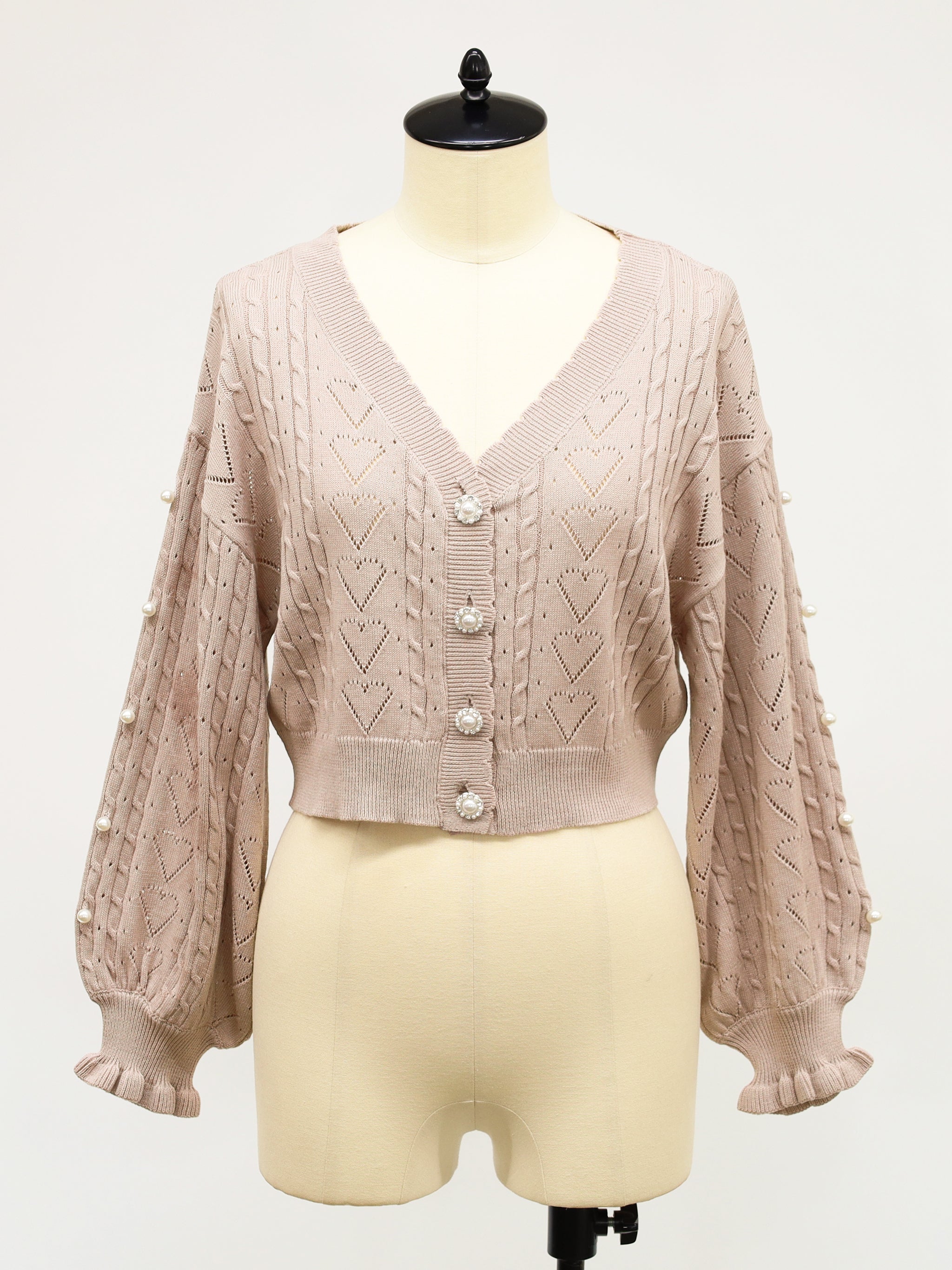 ハート透かしあみショートカーディガン ピンク(Pink) FREE |Amavel(アマベル)公式サイト