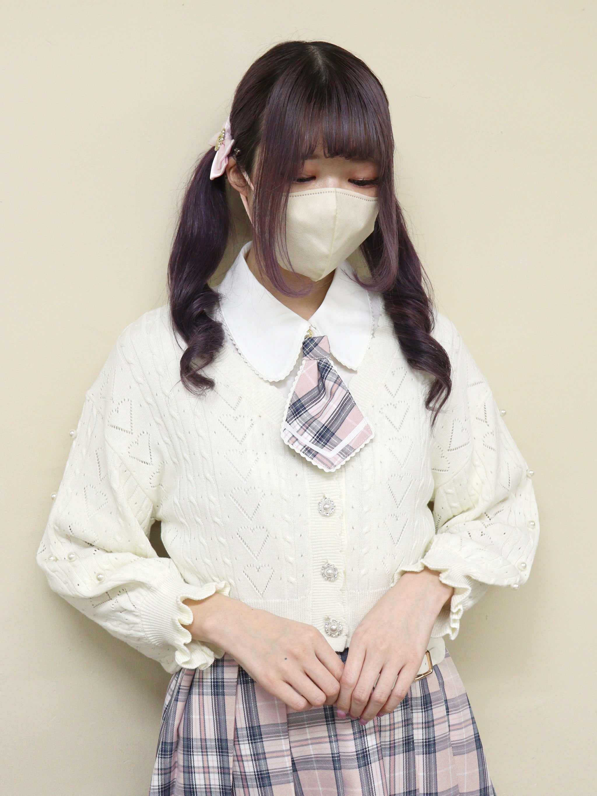 ハート透かしあみショートカーディガン アイボリー(Ivory) FREE |Amavel(アマベル)公式サイト