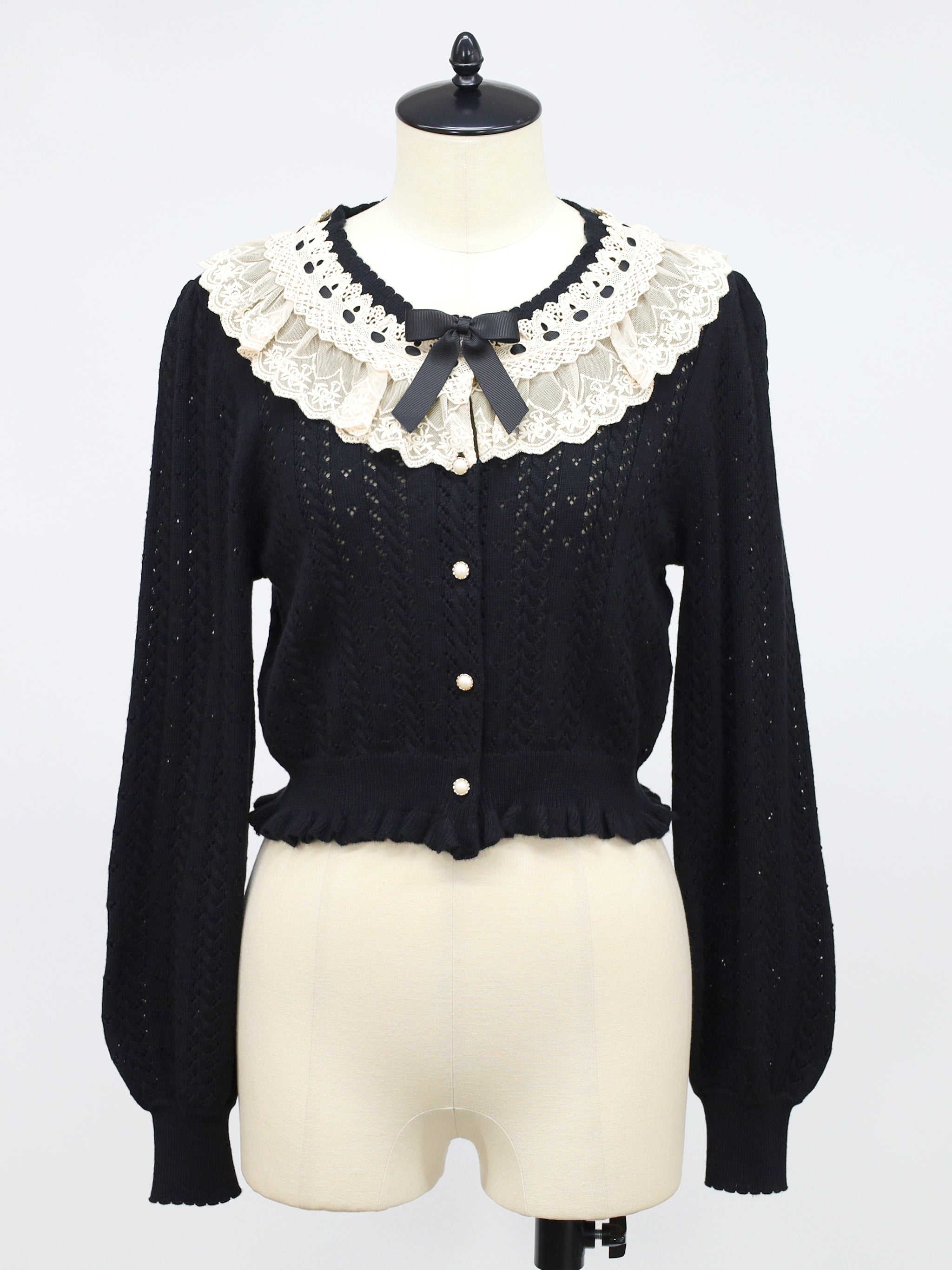 ロマンティックレースすかし編みカーディガン ブラック(Black) FREE |Amavel(アマベル)公式サイト