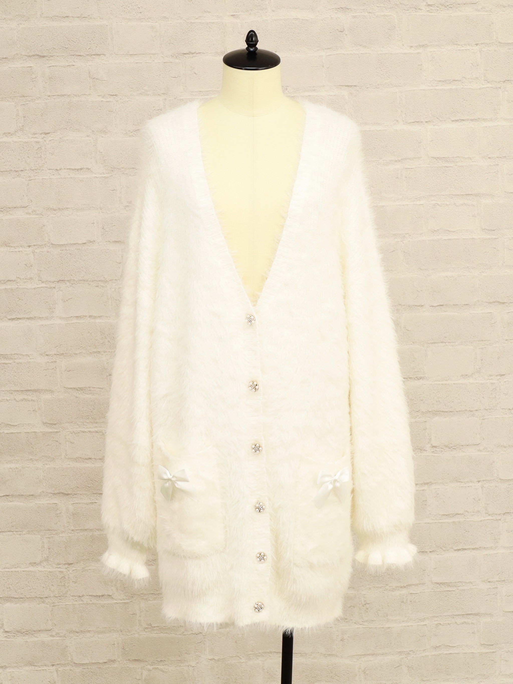 シャギーニット ロングカーディガン アイボリー(Ivory) FREE |Amavel(アマベル)公式サイト