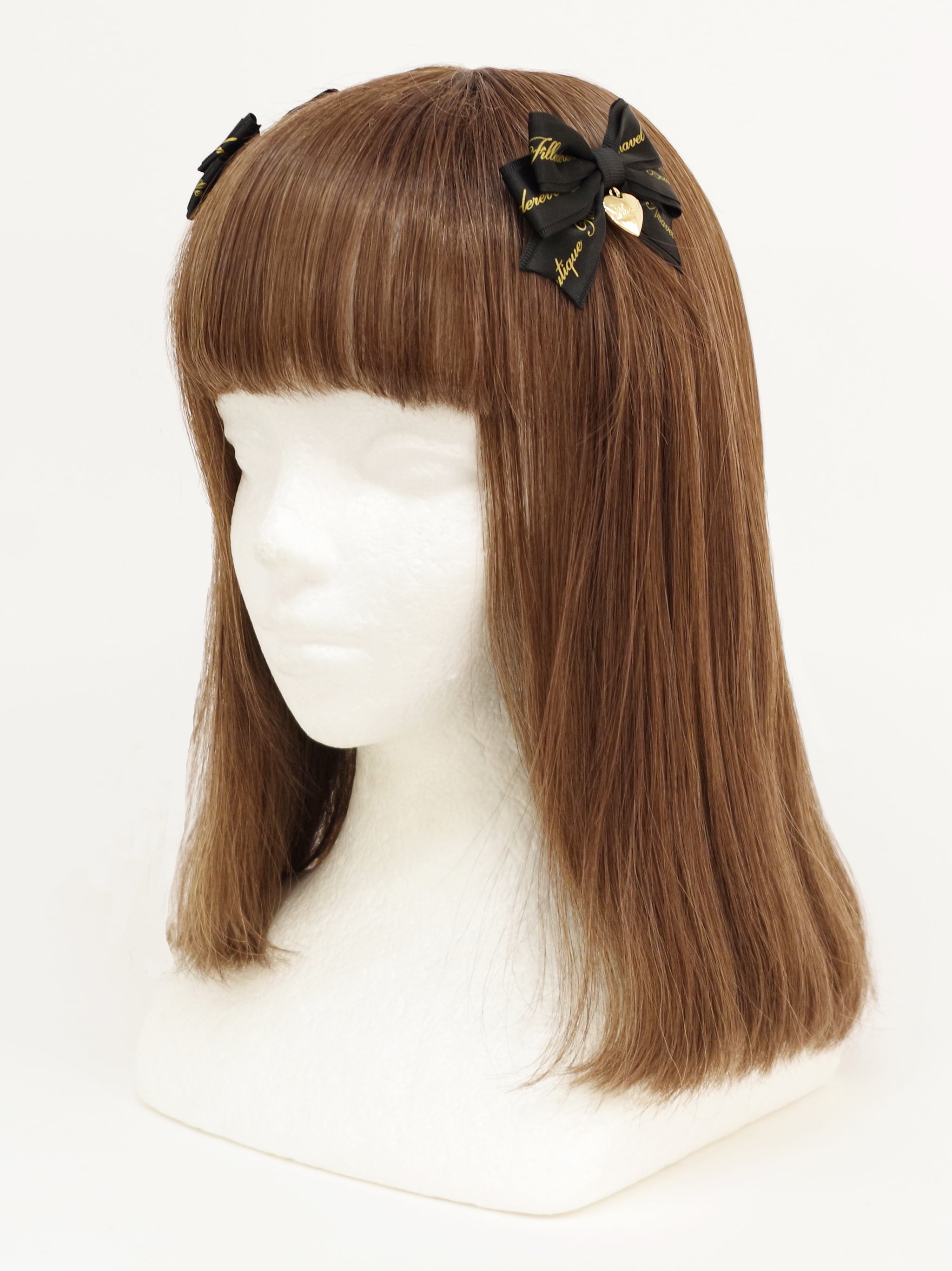 【メンバーズセール対象】ハートチャーム付ダブルリボンミニクリップ ブラック(Black) FREE |Amavel(アマベル)公式サイト