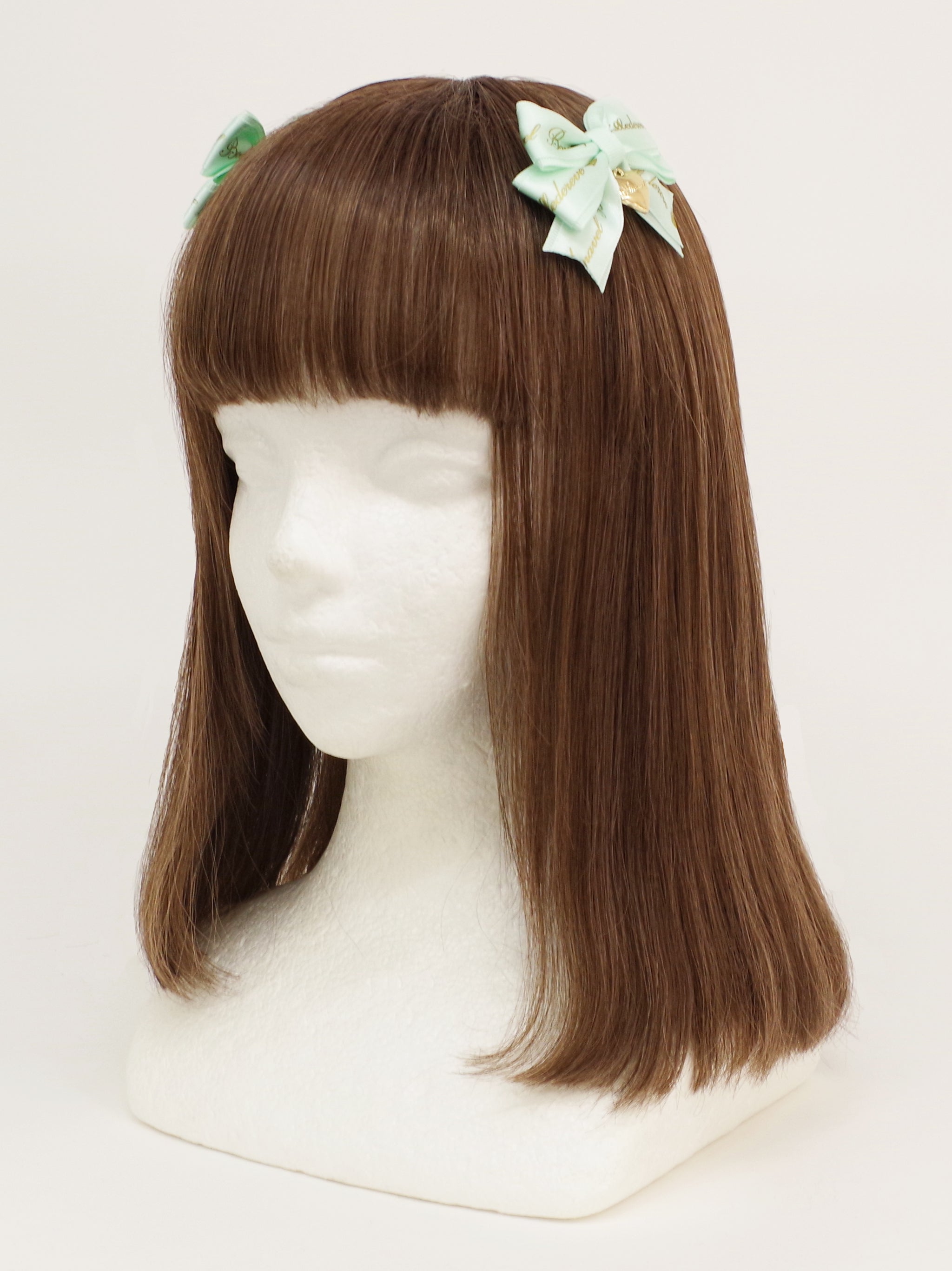 【メンバーズセール対象】ハートチャーム付ダブルリボンミニクリップ ミントグリーン(Mint Green) FREE |Amavel(アマベル)公式サイト