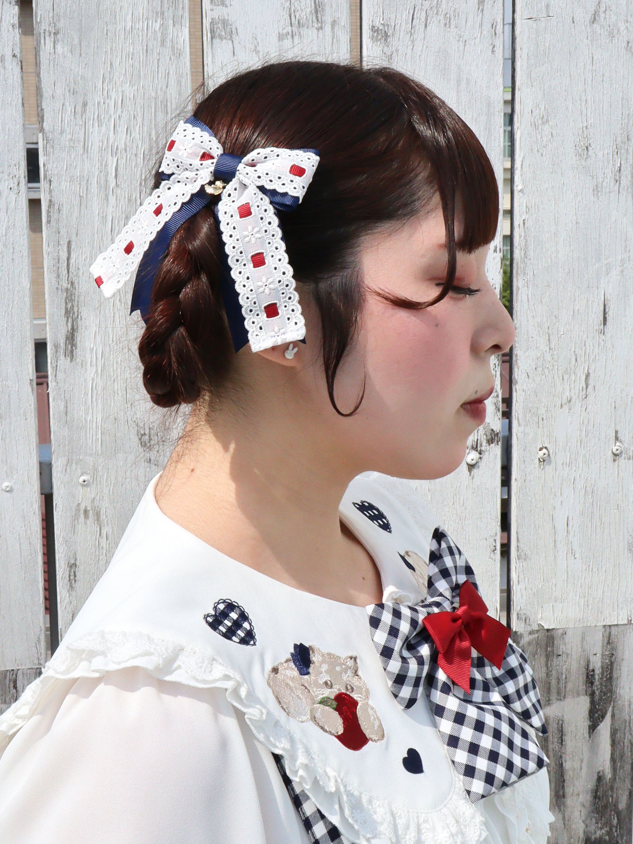 Dreaming Kitten Picnic ダブルリボンクリップ ネイビー(Navy) FREE |Amavel(アマベル)公式サイト