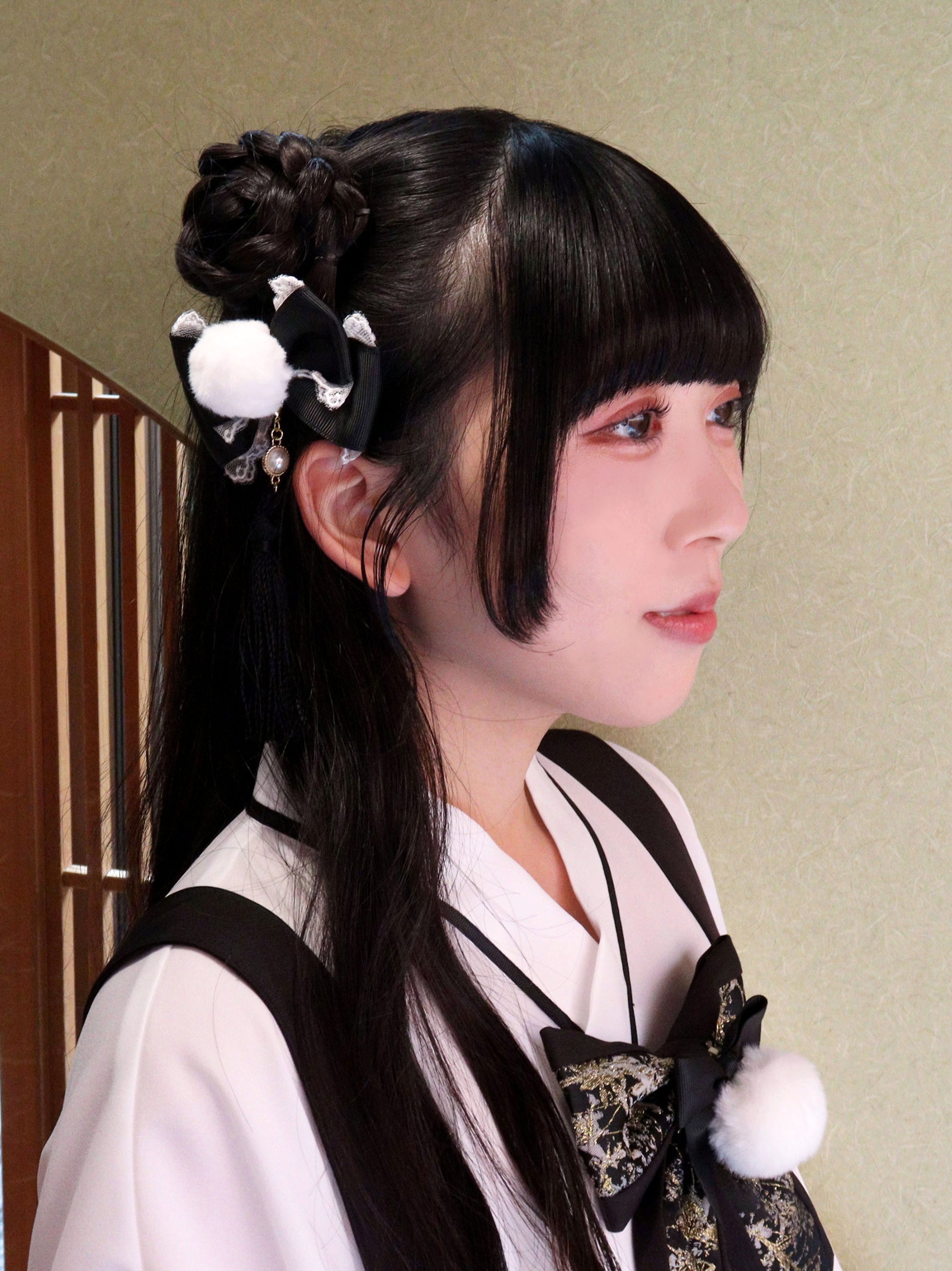 手まり遊びとシマエナガ ダブルリボンクリップ ブラック(Black) FREE |Amavel(アマベル)公式サイト