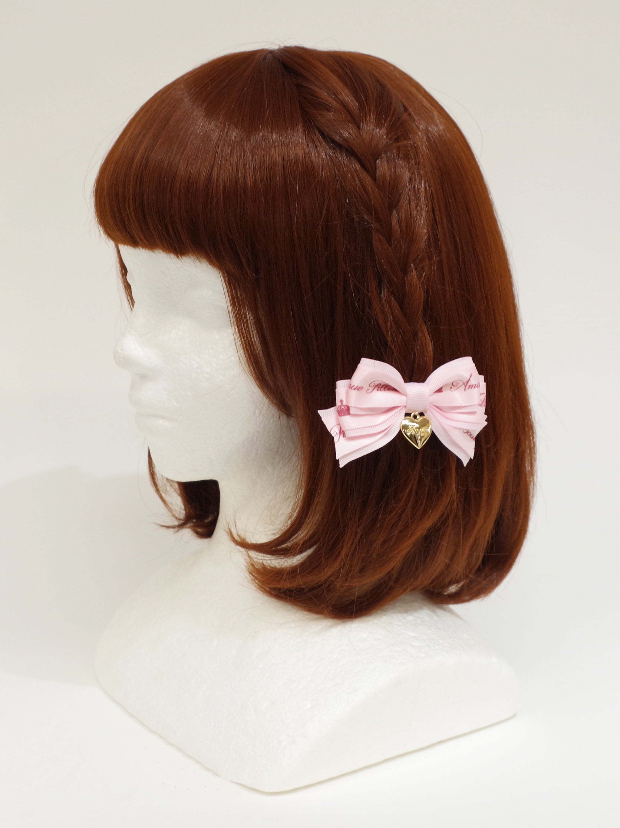 ハートチャーム付ダブルリボンミニクリップ ピンク(Pink) FREE |Amavel(アマベル)公式サイト