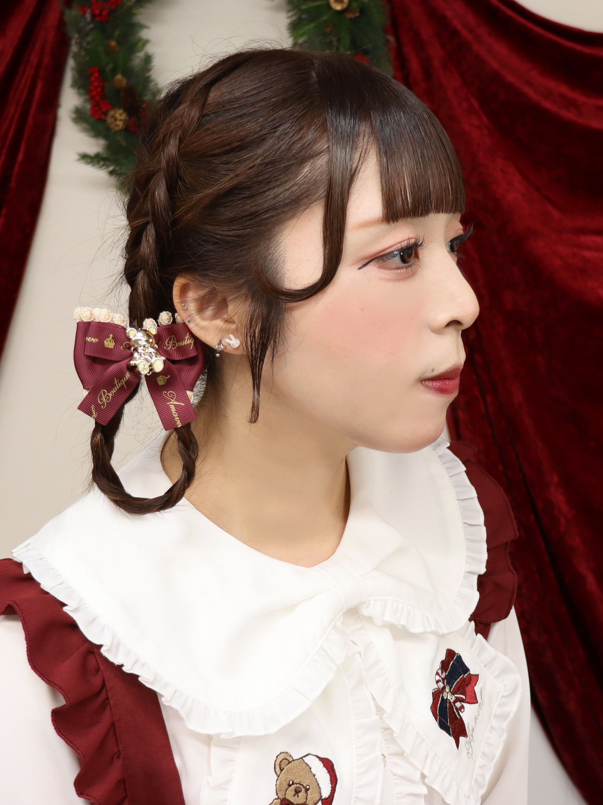 Holy Night Bear ダブルリボンクリップ ボルドー(Bordeaux) FREE |Amavel(アマベル)公式サイト