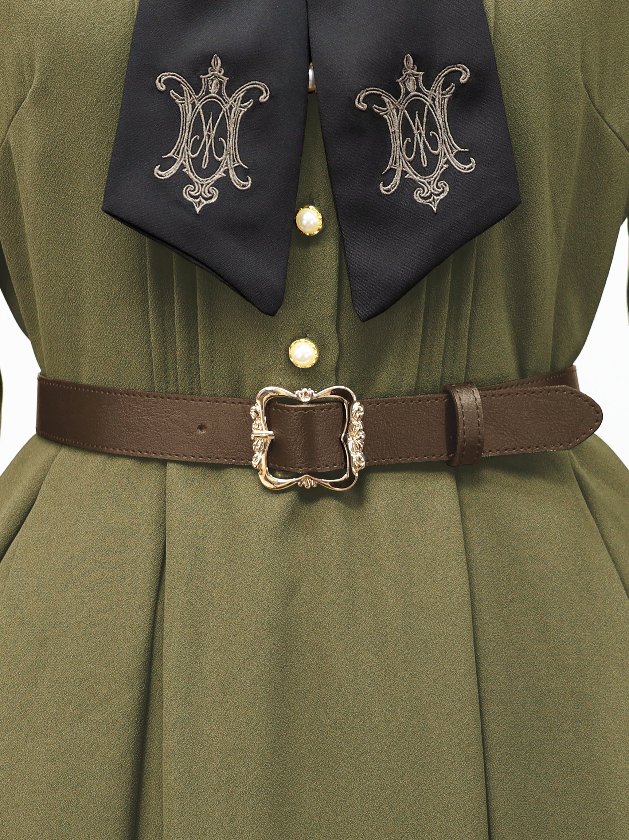 アンティークバックル付ゴムベルト ブラウン(Brown) FREE |Amavel(アマベル)公式サイト