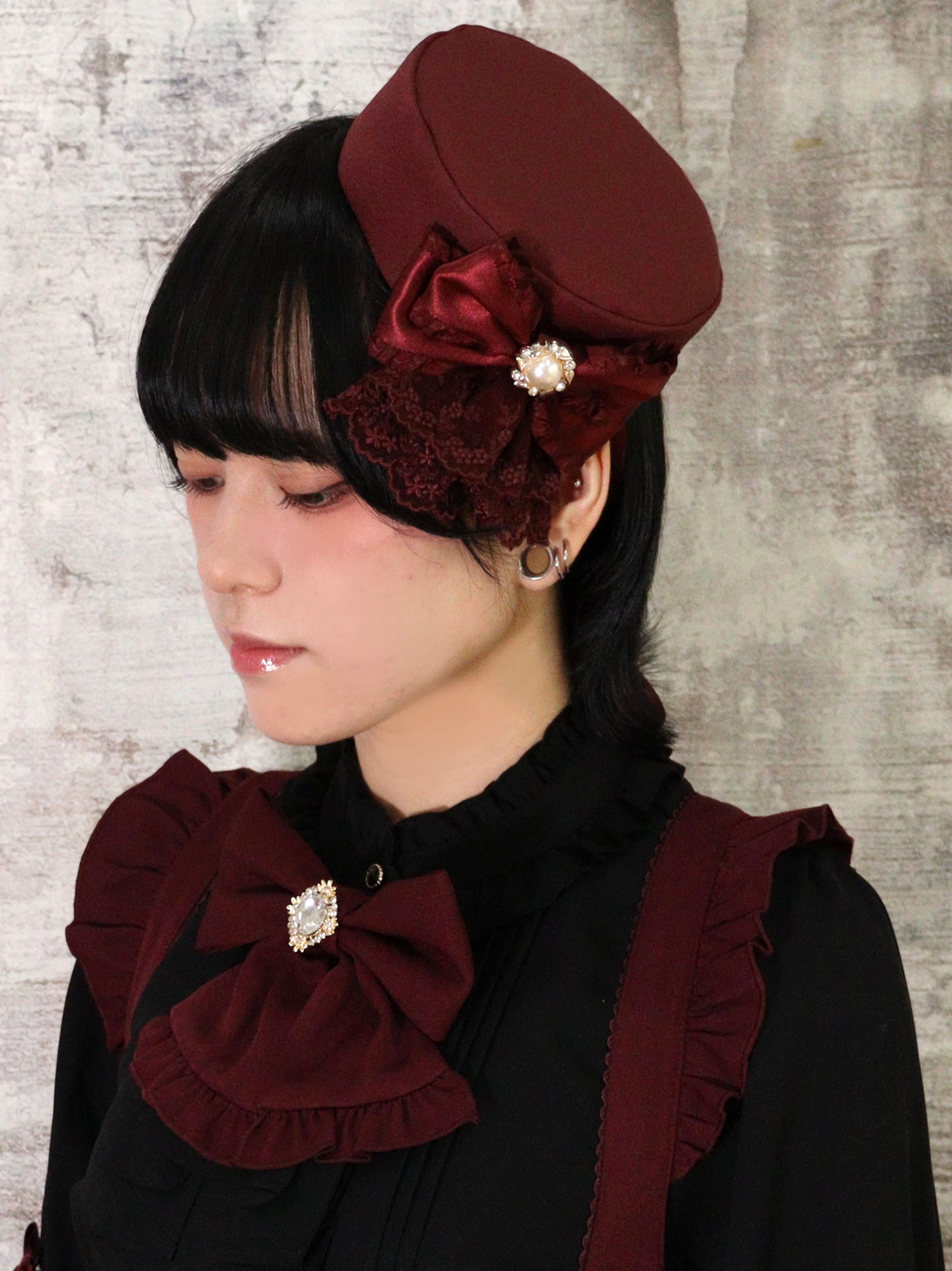 Mysterious Doll カクテルハット ボルドー(Bordeaux) FREE |Amavel(アマベル)公式サイト