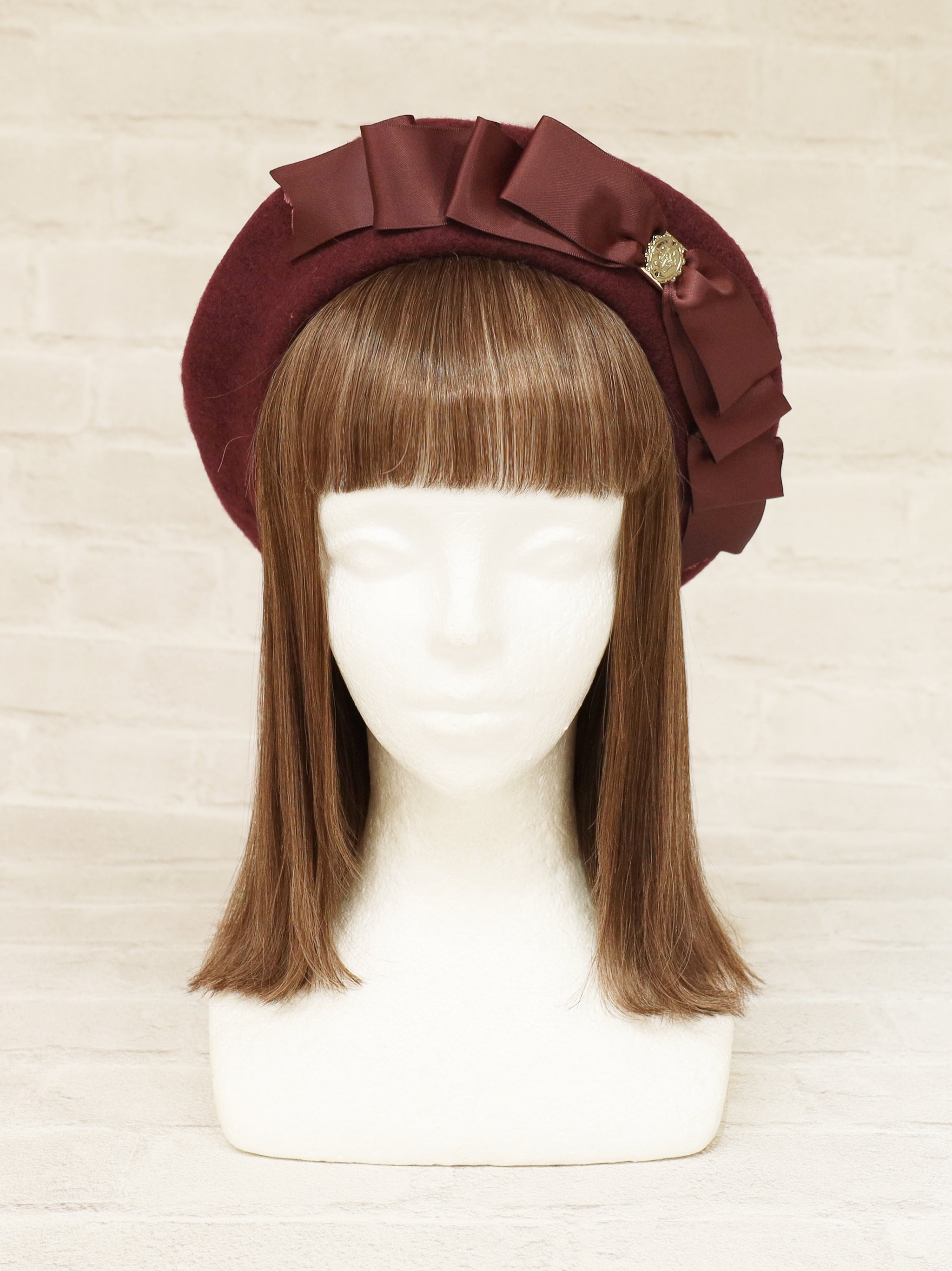 【アウトレットセール対象】モノグラムバックル付フロントリボンフェルトベレー |Amavel(アマベル)公式サイト