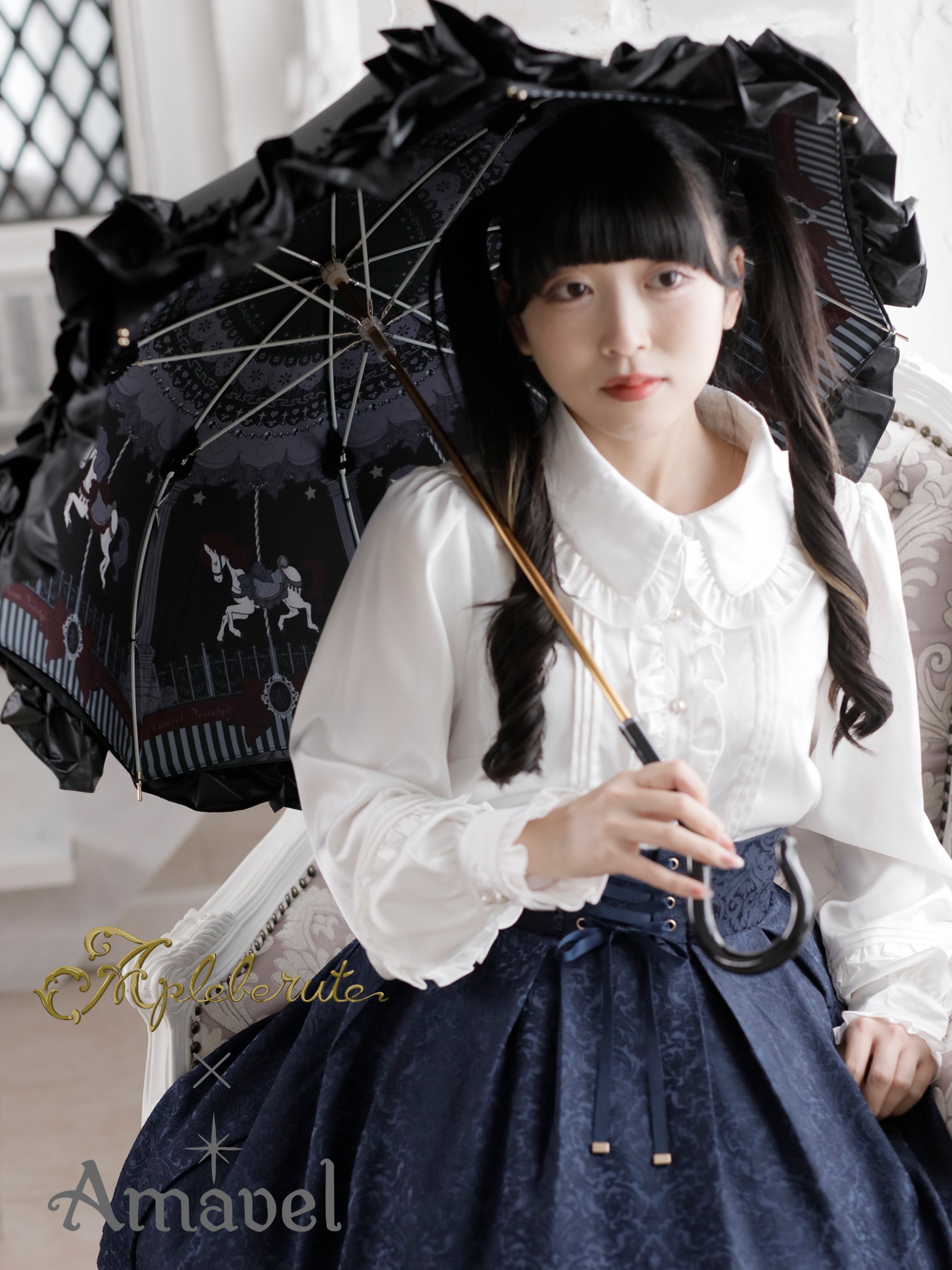 Nostalgic Dreamin' Carousel Parasol ブラック(Black) FREE |Amavel(アマベル)公式サイト