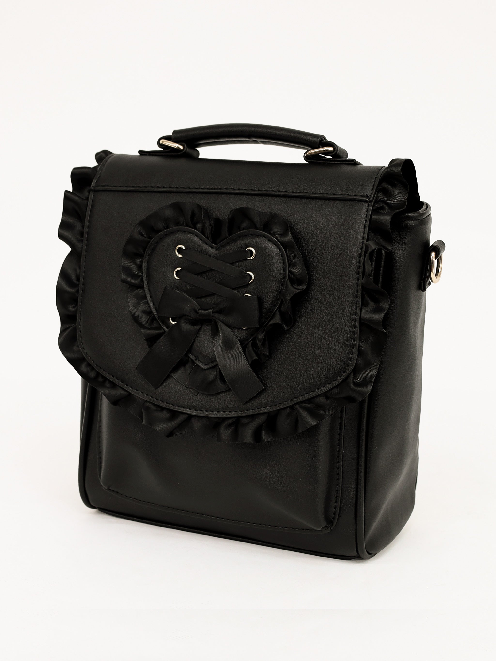 ハートフリルレースアップバッグ ブラック(Black) FREE |Amavel(アマベル)公式サイト