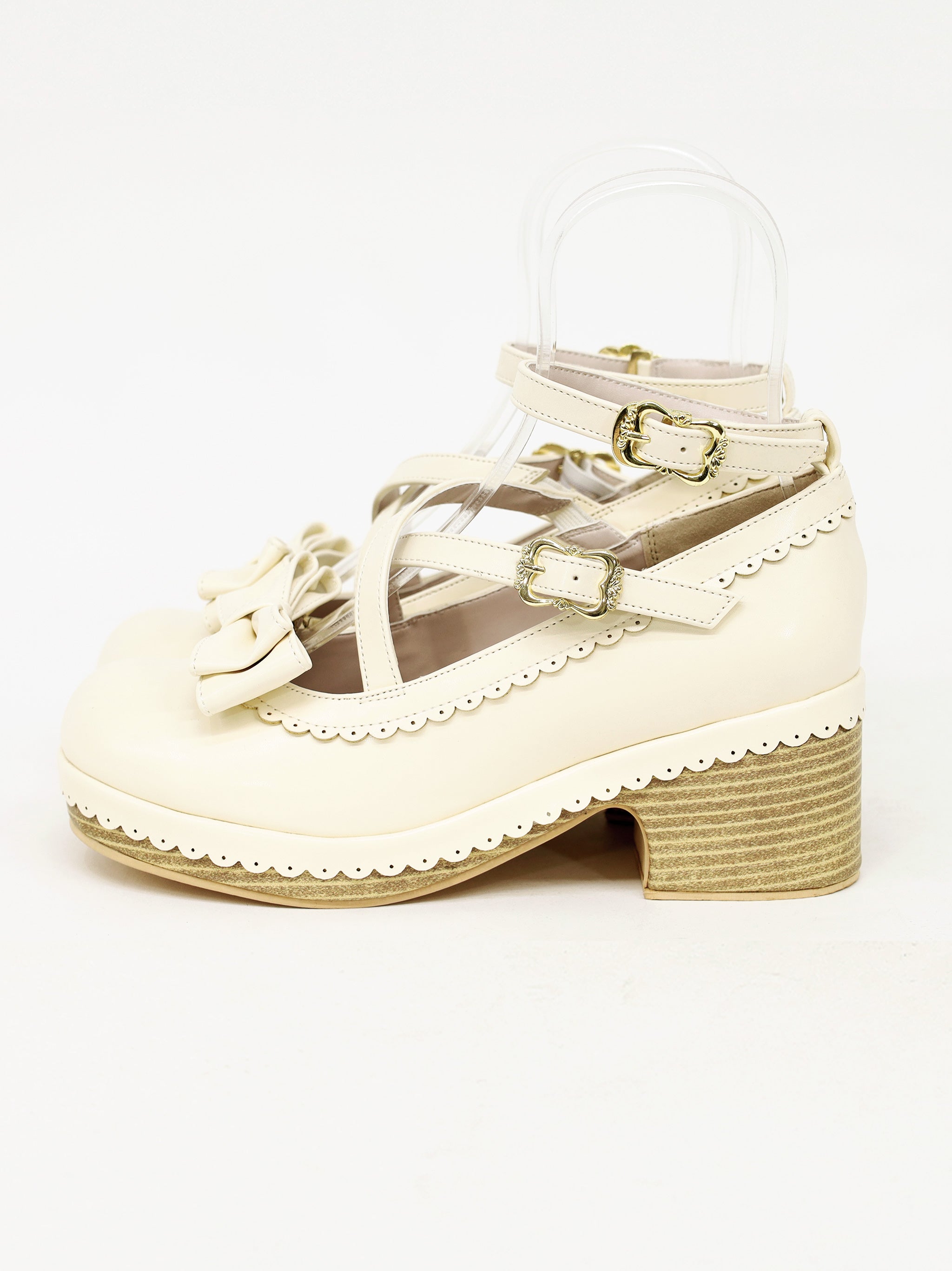 スカラップリボンウッドソールクロスパンプス |Amavel(アマベル)公式サイト