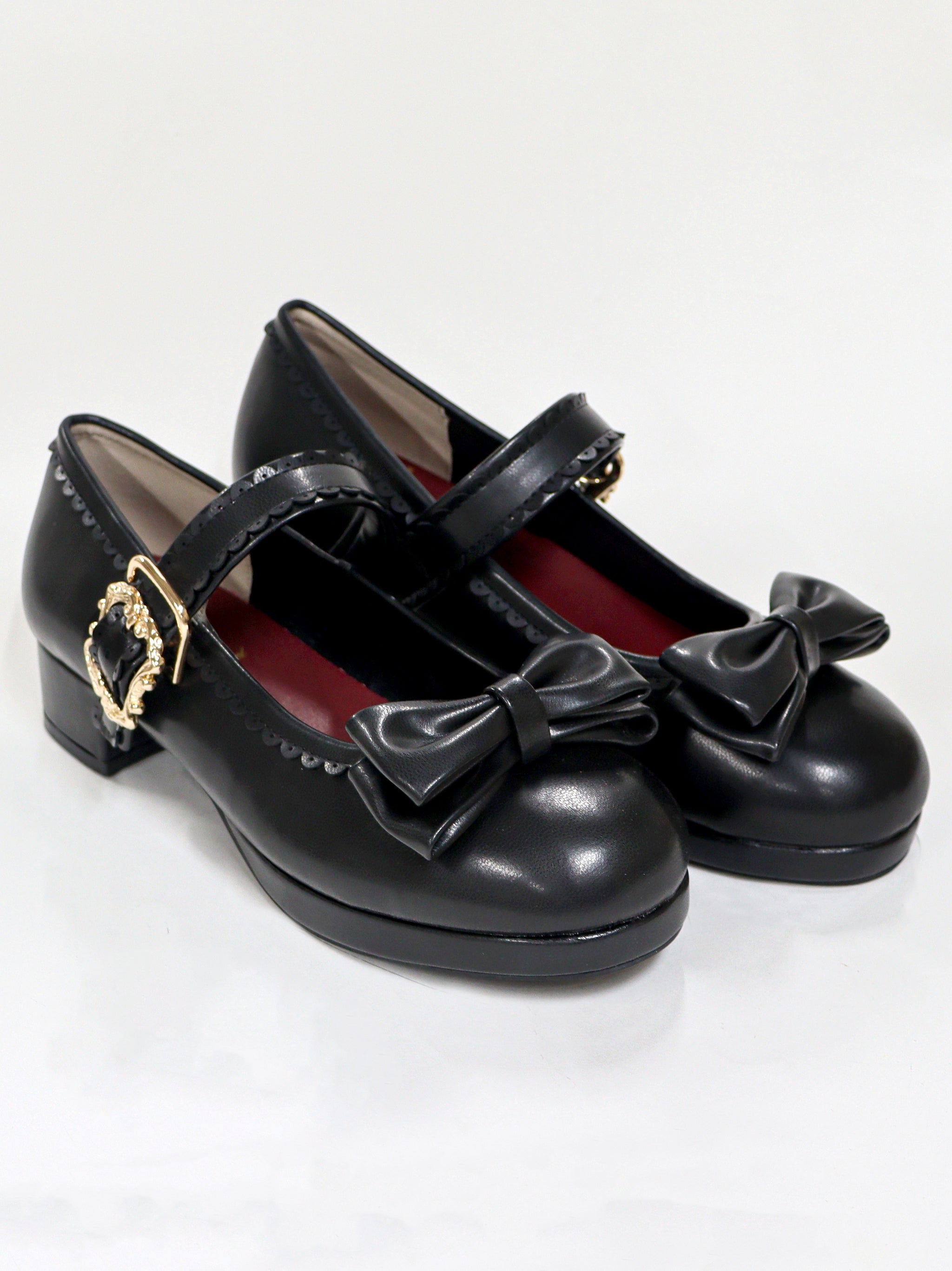 リボン付スカラップパンプス ブラック(Black) |Amavel(アマベル)公式サイト