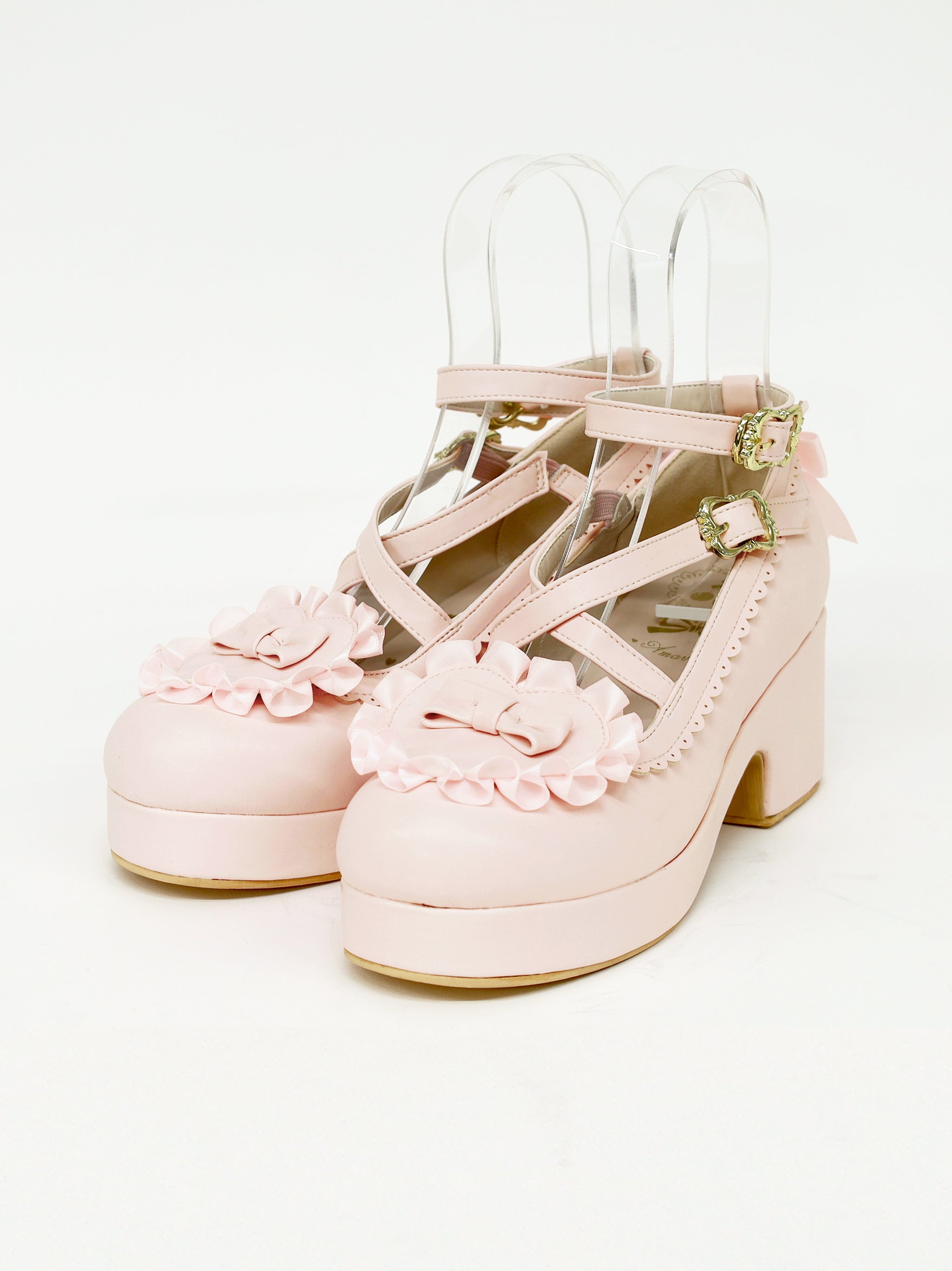 ハートリボンクロスパンプス ピンク(Pink) |Amavel(アマベル)公式サイト