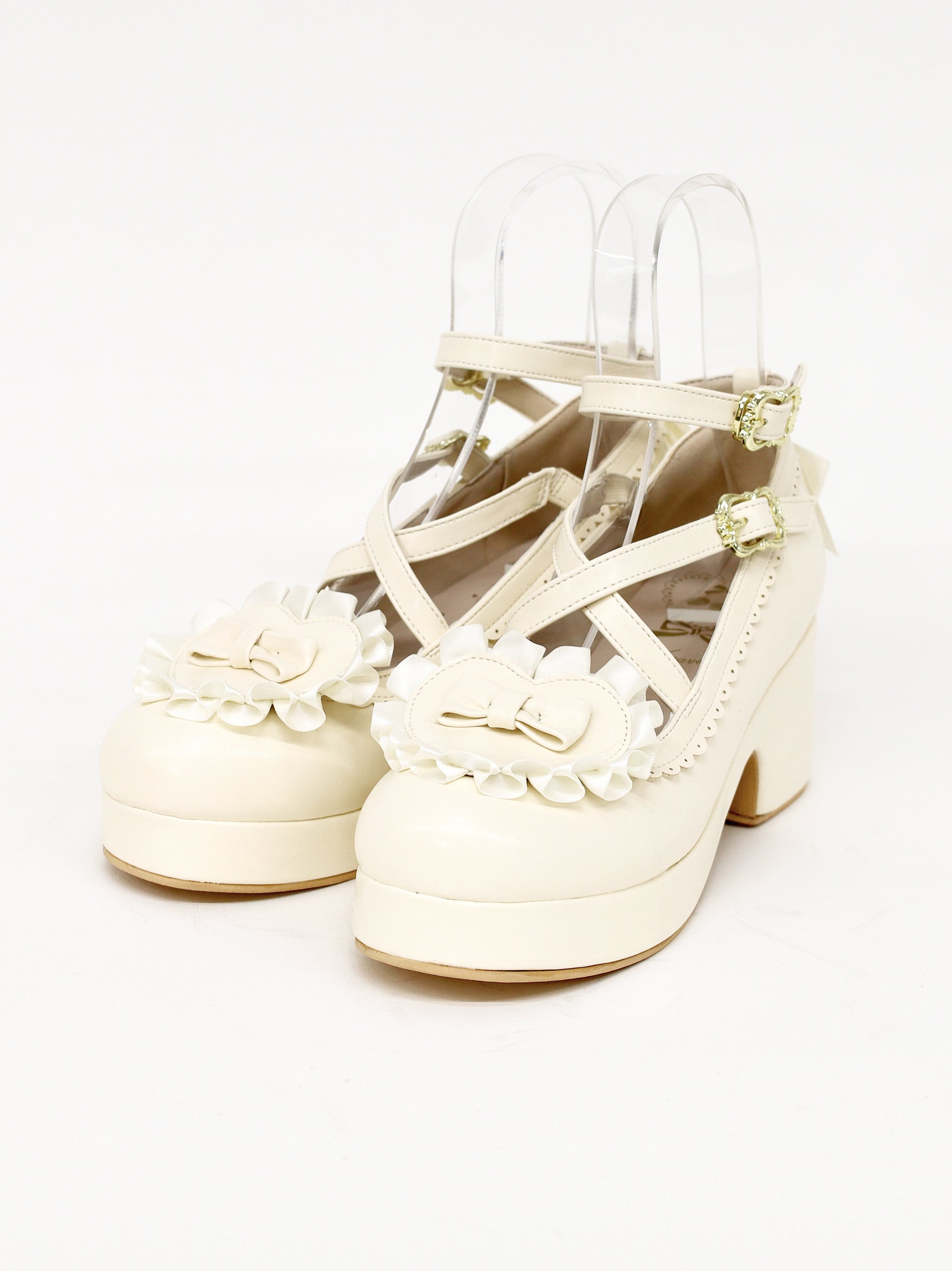 ハートリボンクロスパンプス アイボリー(Ivory) |Amavel(アマベル)公式サイト