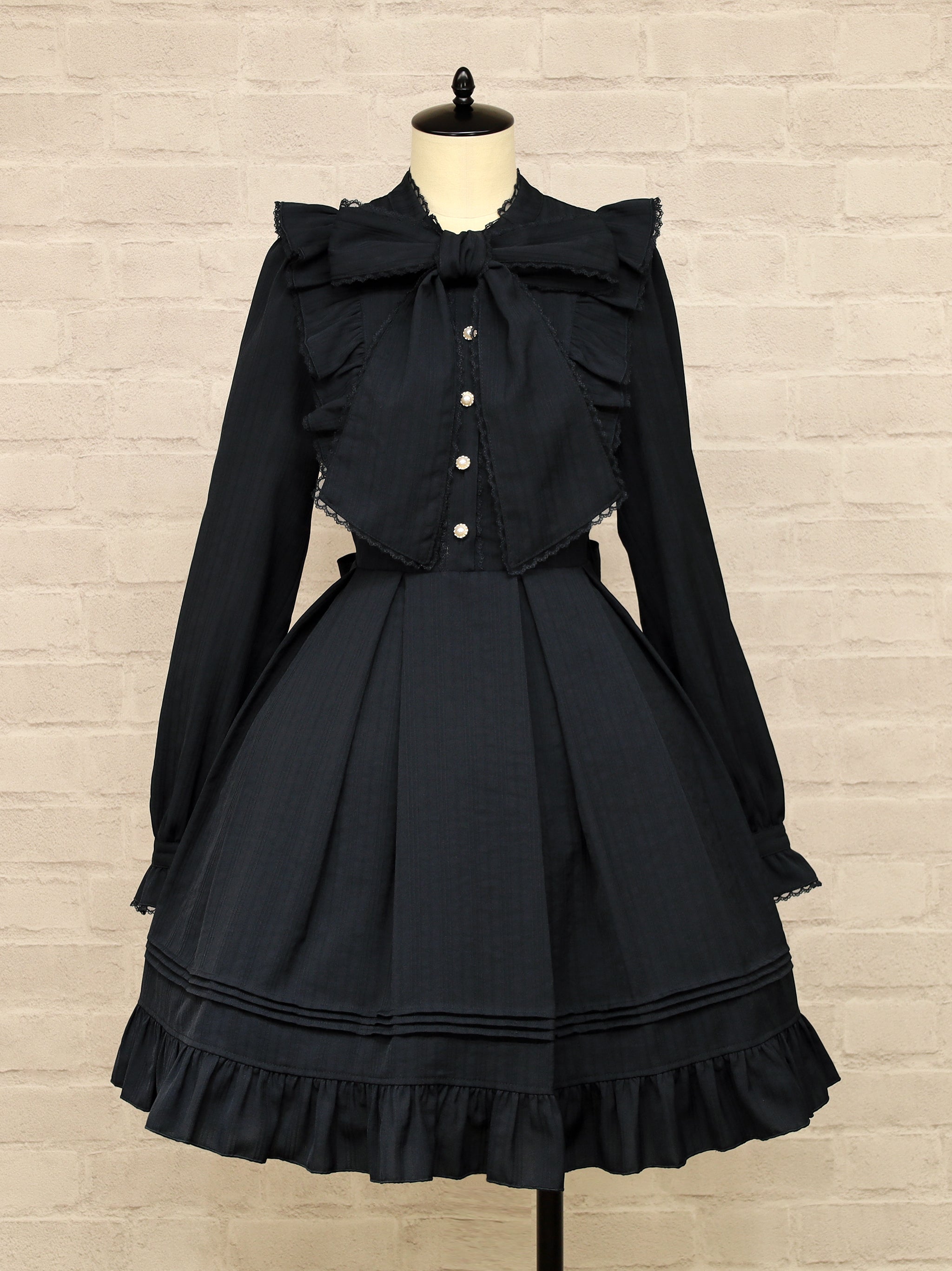 Frill Lace ボウタイワンピース ネイビー(Navy) FREE |Amavel(アマベル)公式サイト