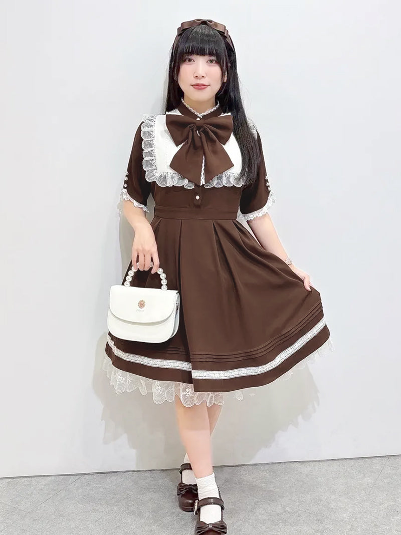 Lace Belle バイカラーワンピース ブラウン(Brown) FREE |Amavel(アマベル)公式サイト