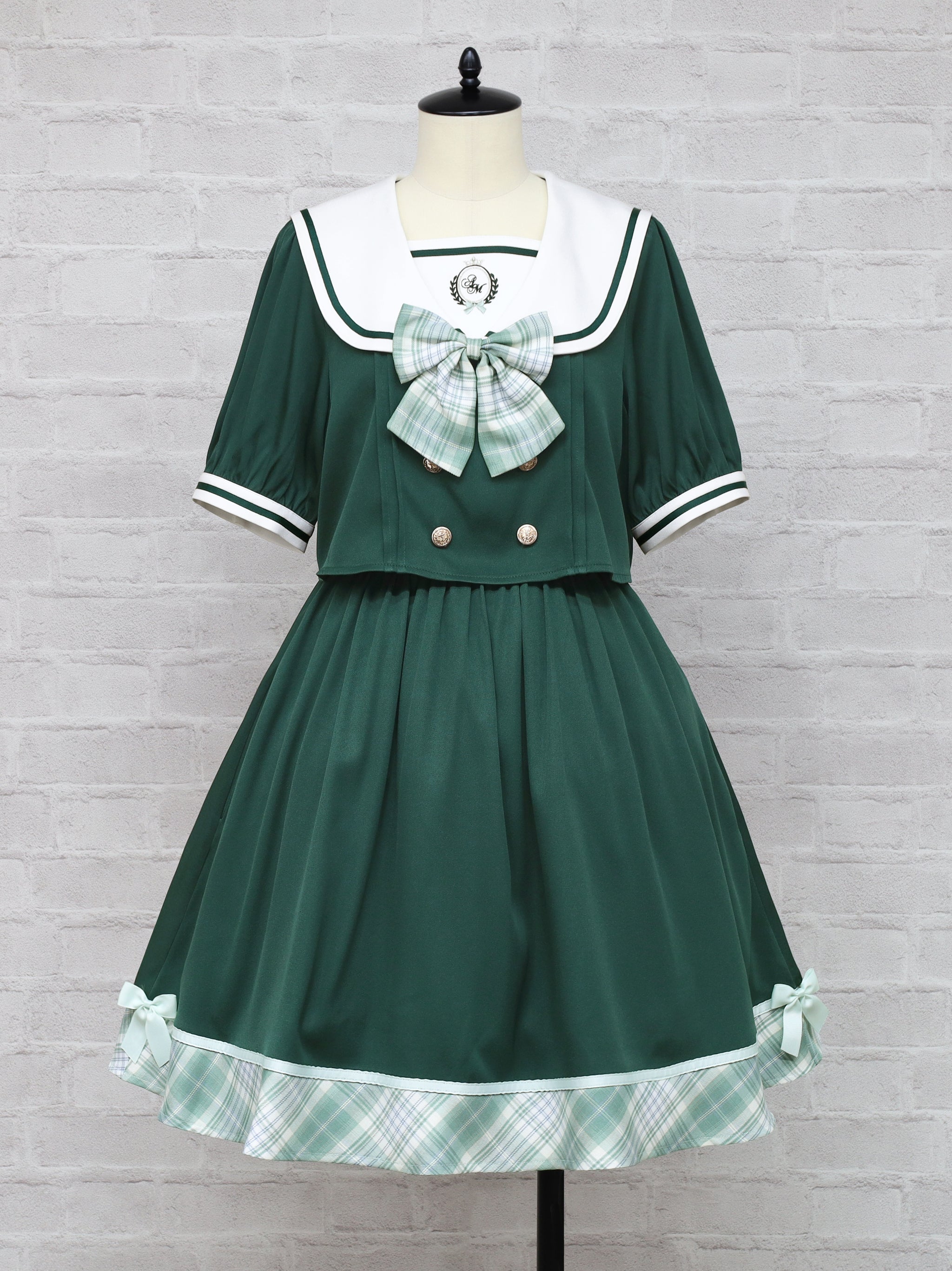 Chouchou Check セットアップ風セーラーワンピース