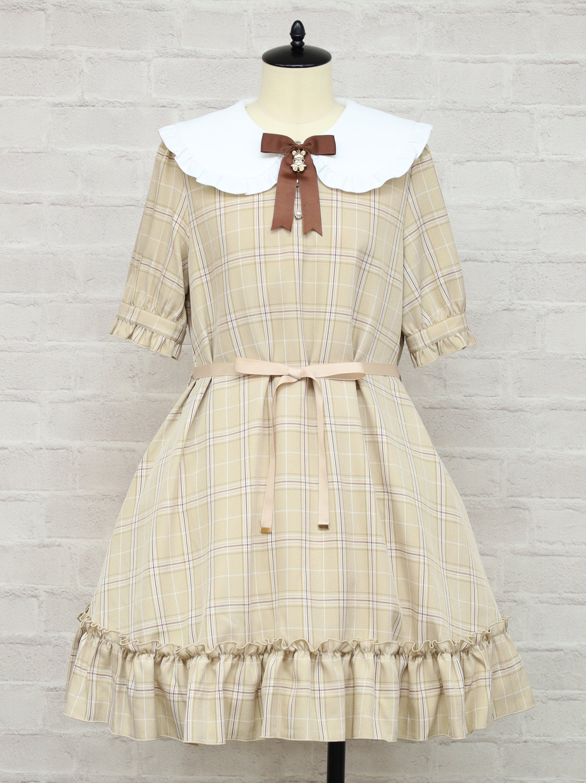 【メンバーズセール対象】Teddy Check Aラインワンピース
