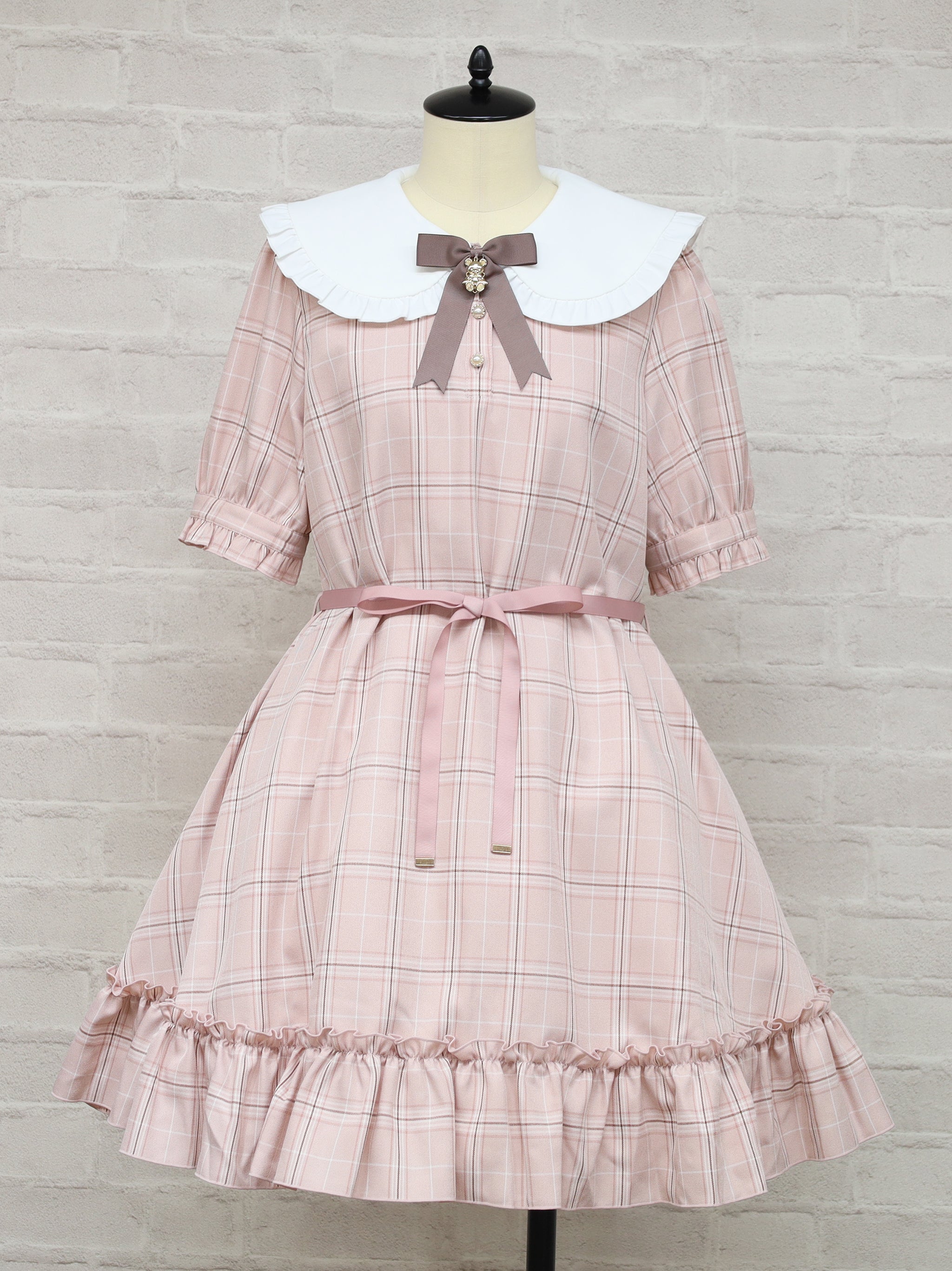 【メンバーズセール対象】Teddy Check Aラインワンピース