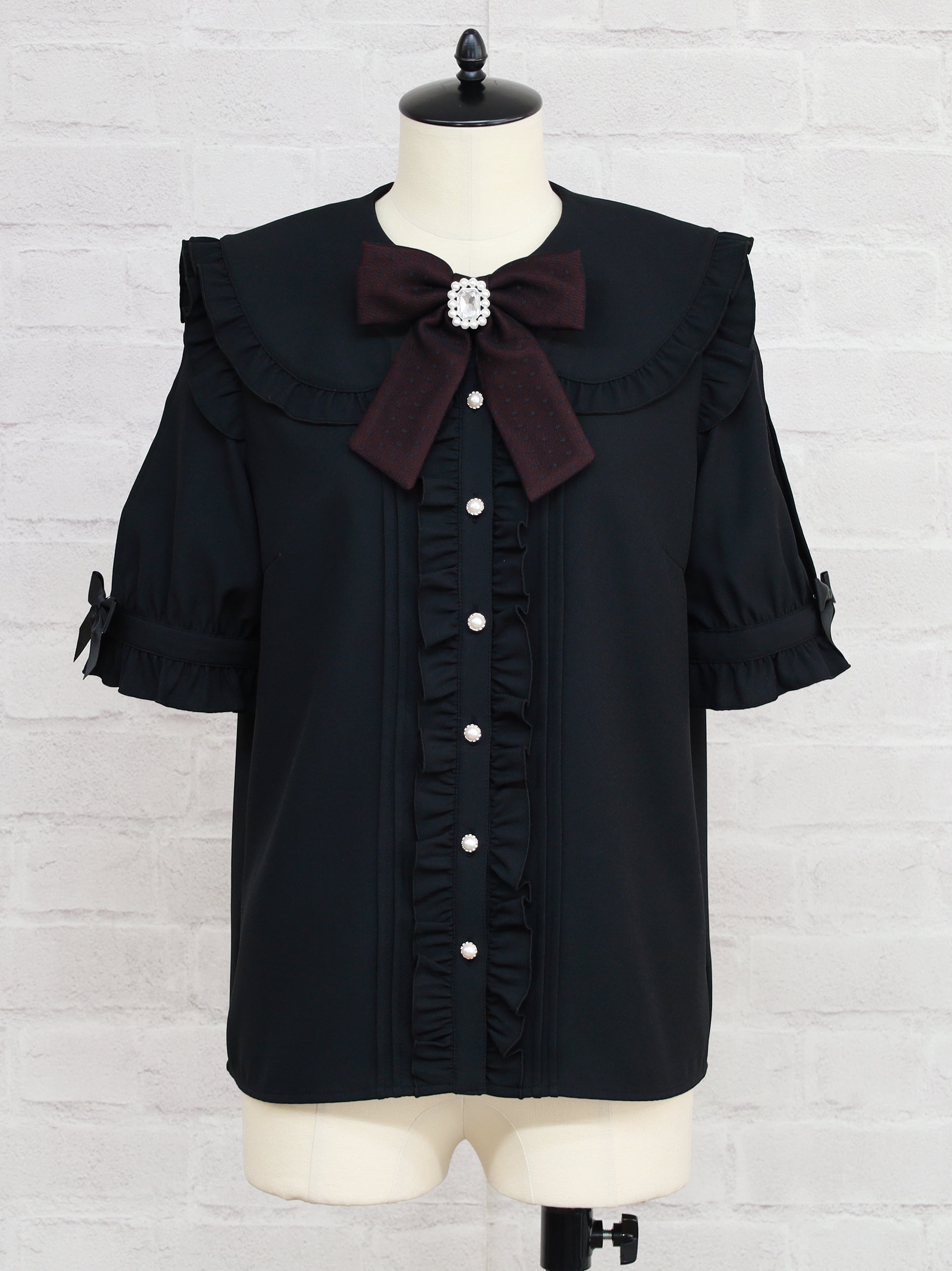 ドットチュールブラウス ブラック(Black) FREE |Amavel(アマベル)公式サイト