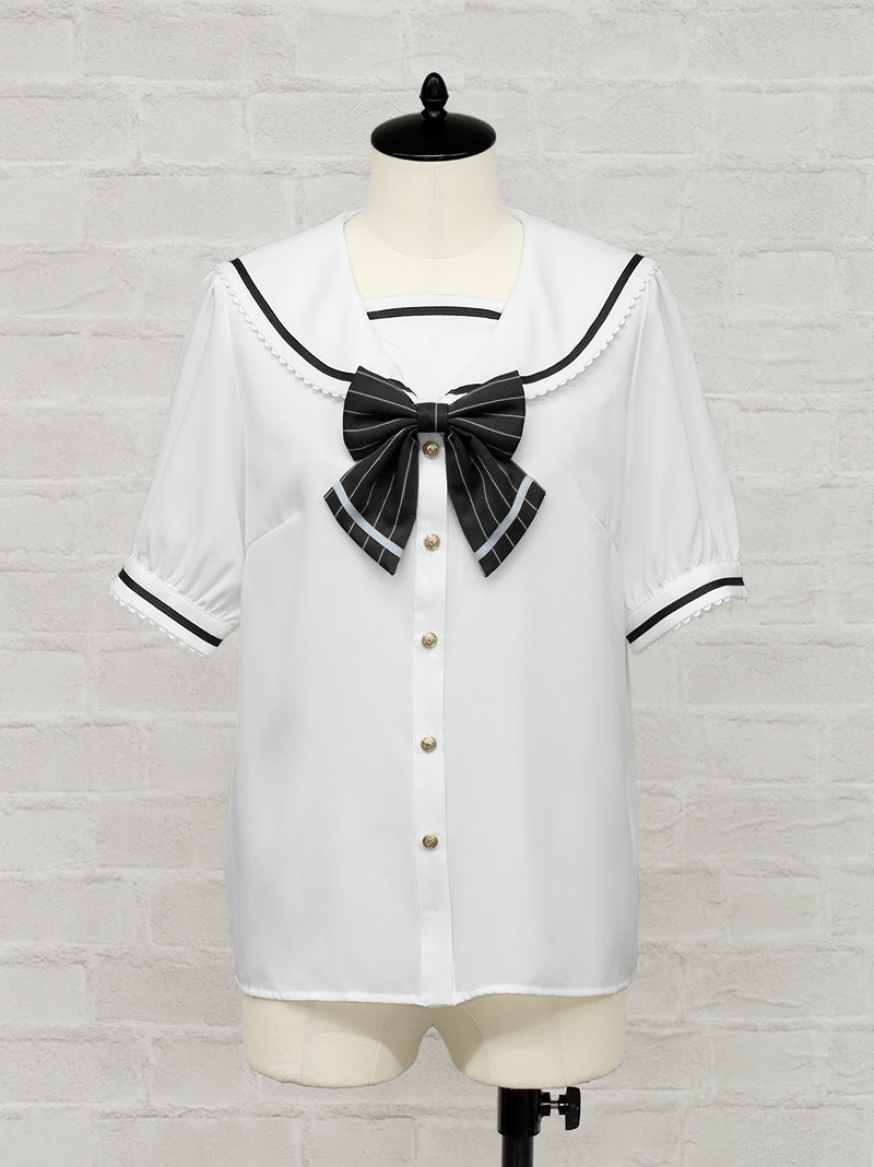 Marin Ribbon セーラーブラウス ブラック(Black) FREE |Amavel(アマベル)公式サイト