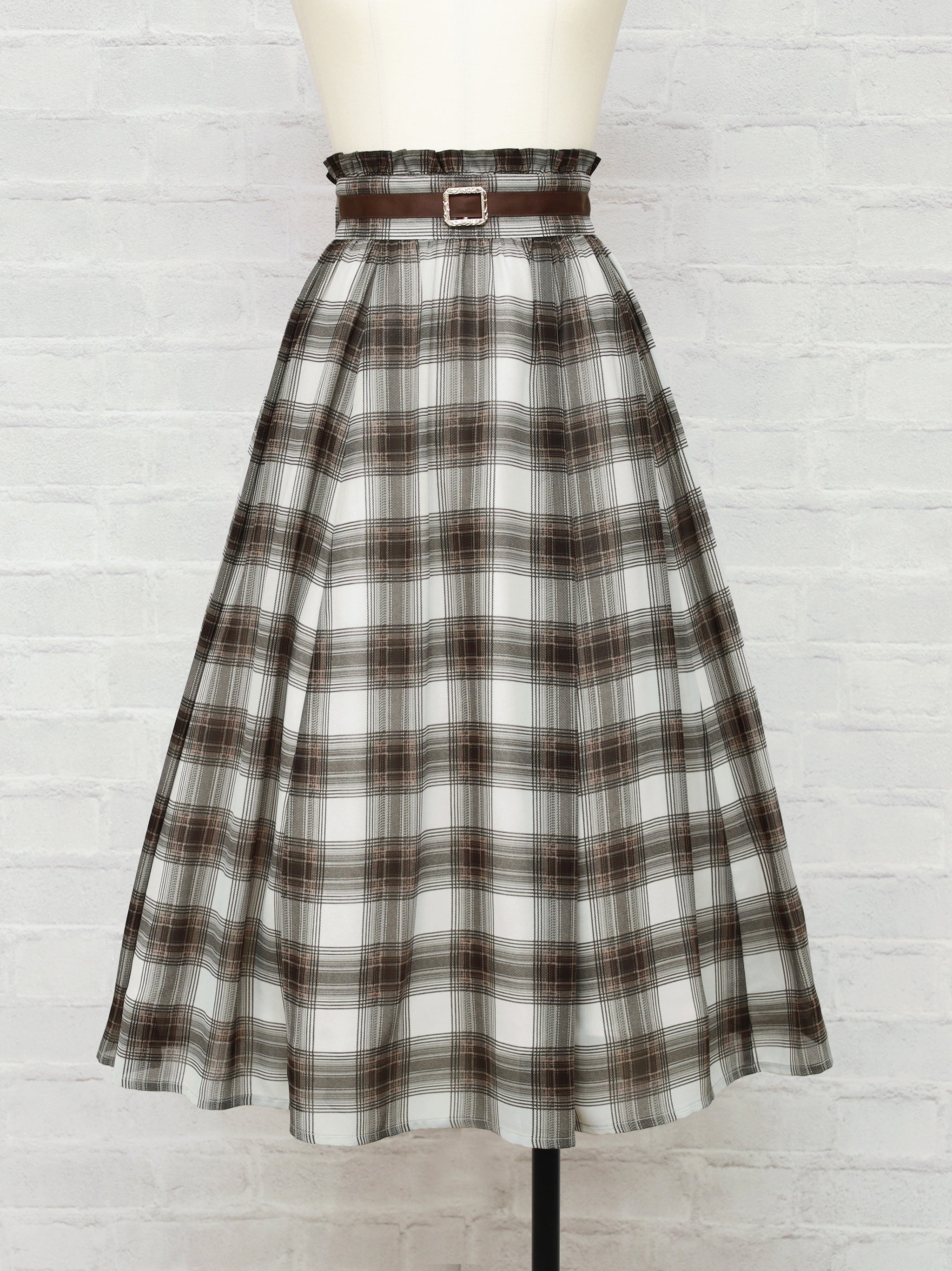 シアーチェックスカート ブラウン(Brown) FREE |Amavel(アマベル)公式サイト