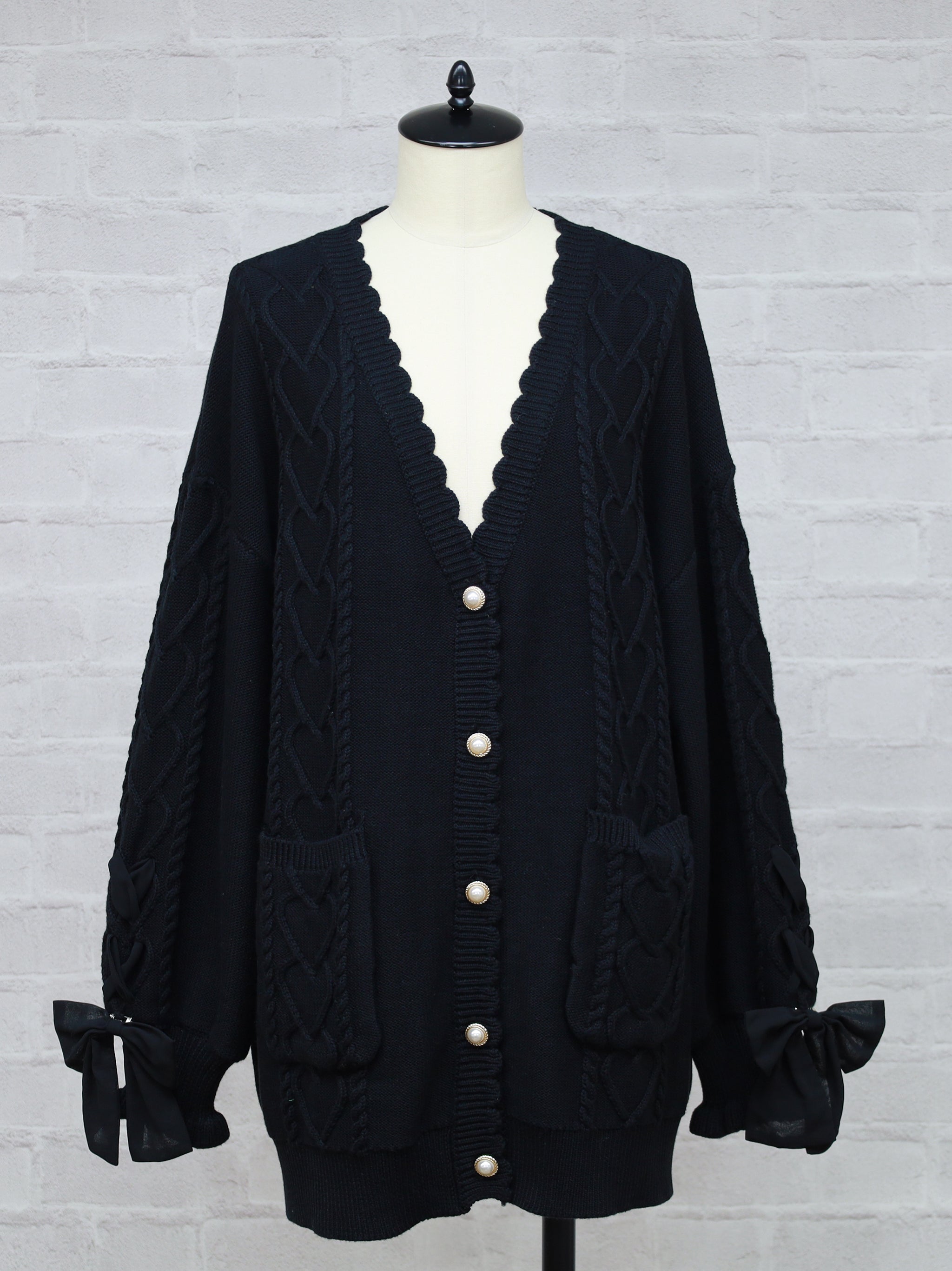 Sugar Ribbon ロングカーディガン ブラック(Black) FREE |Amavel(アマベル)公式サイト