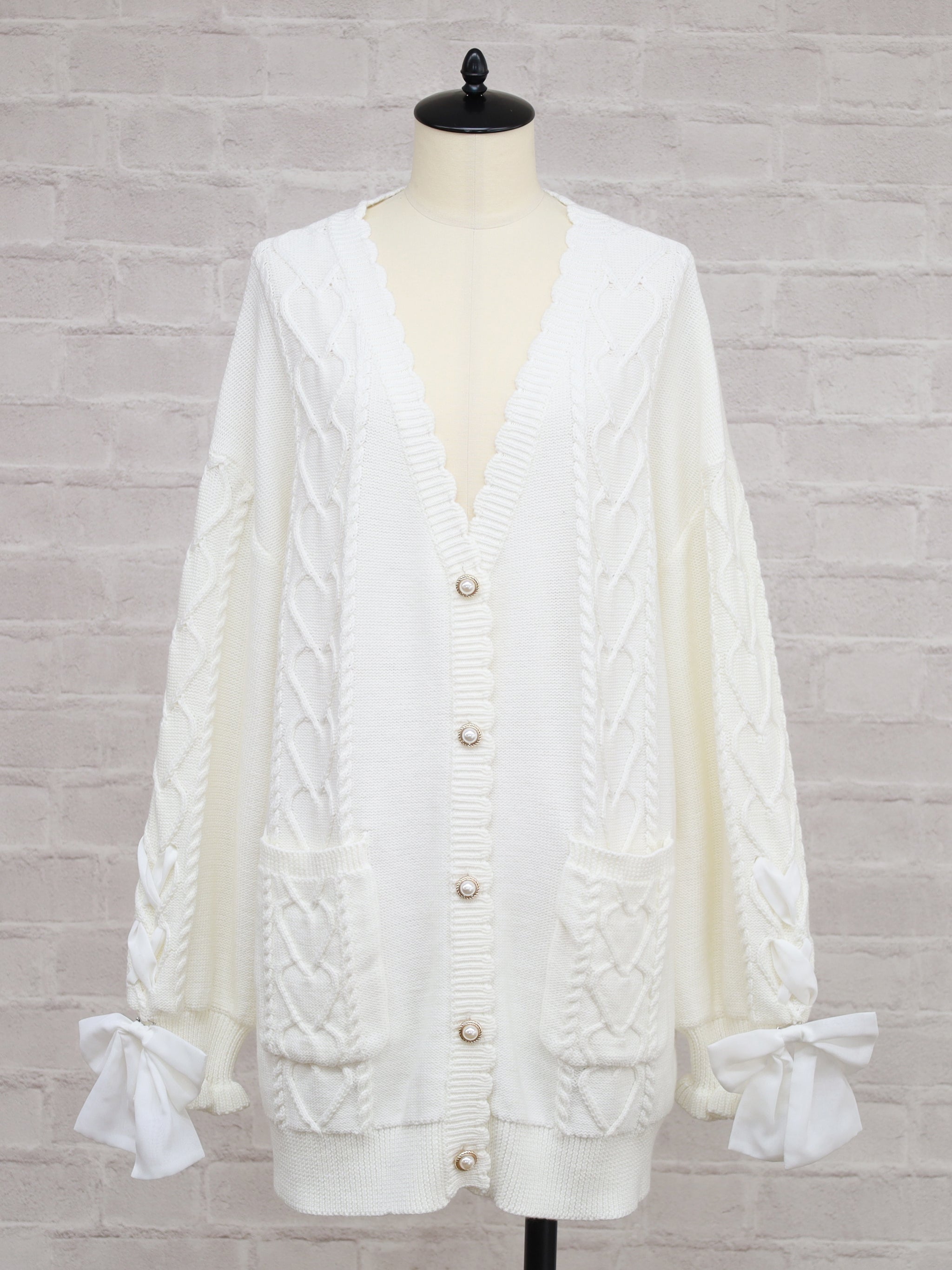 Sugar Ribbon ロングカーディガン アイボリー(Ivory) FREE |Amavel(アマベル)公式サイト