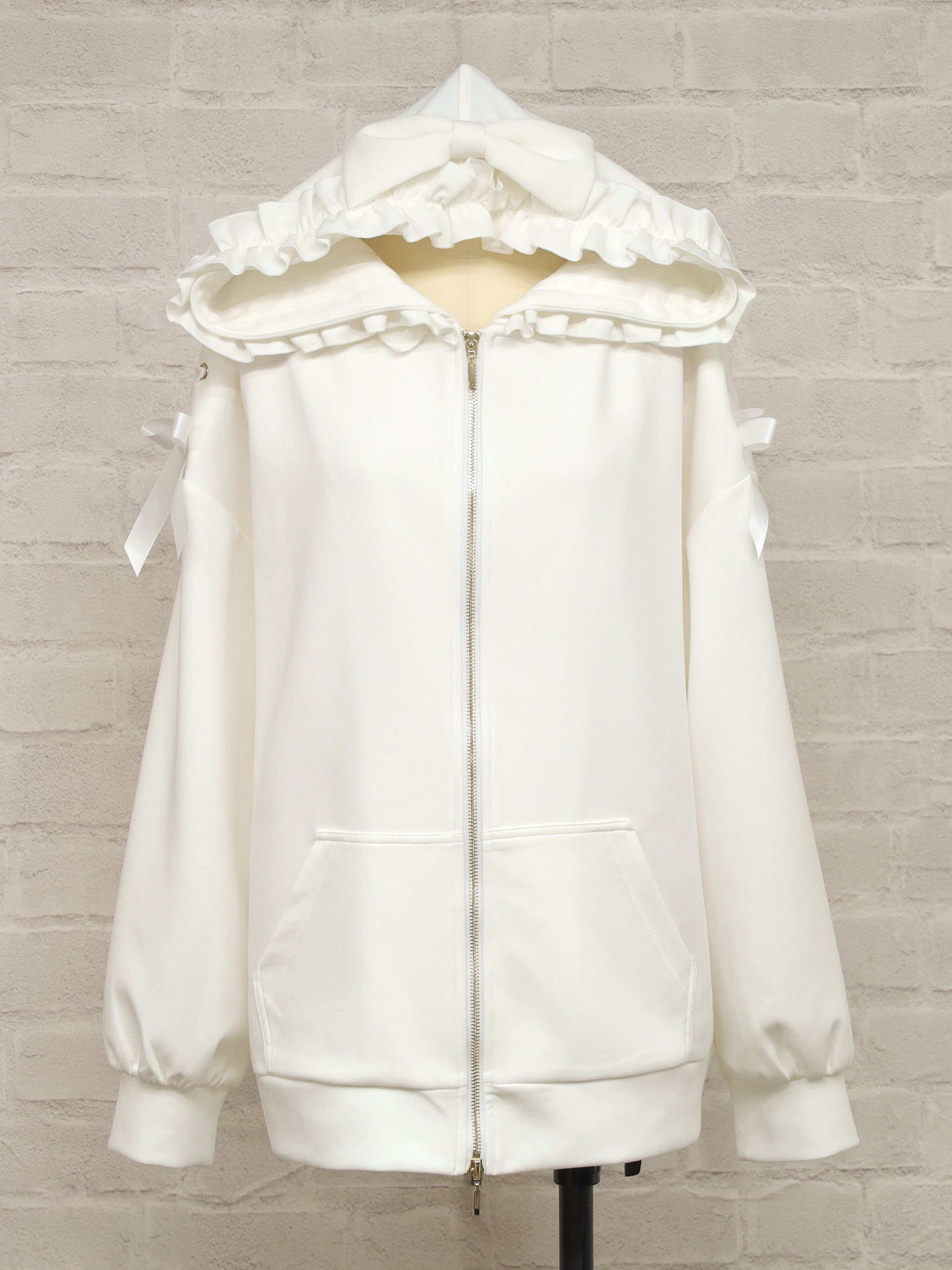Frill Ribbon ロングパーカー アイボリー(Ivory) FREE |Amavel(アマベル)公式サイト